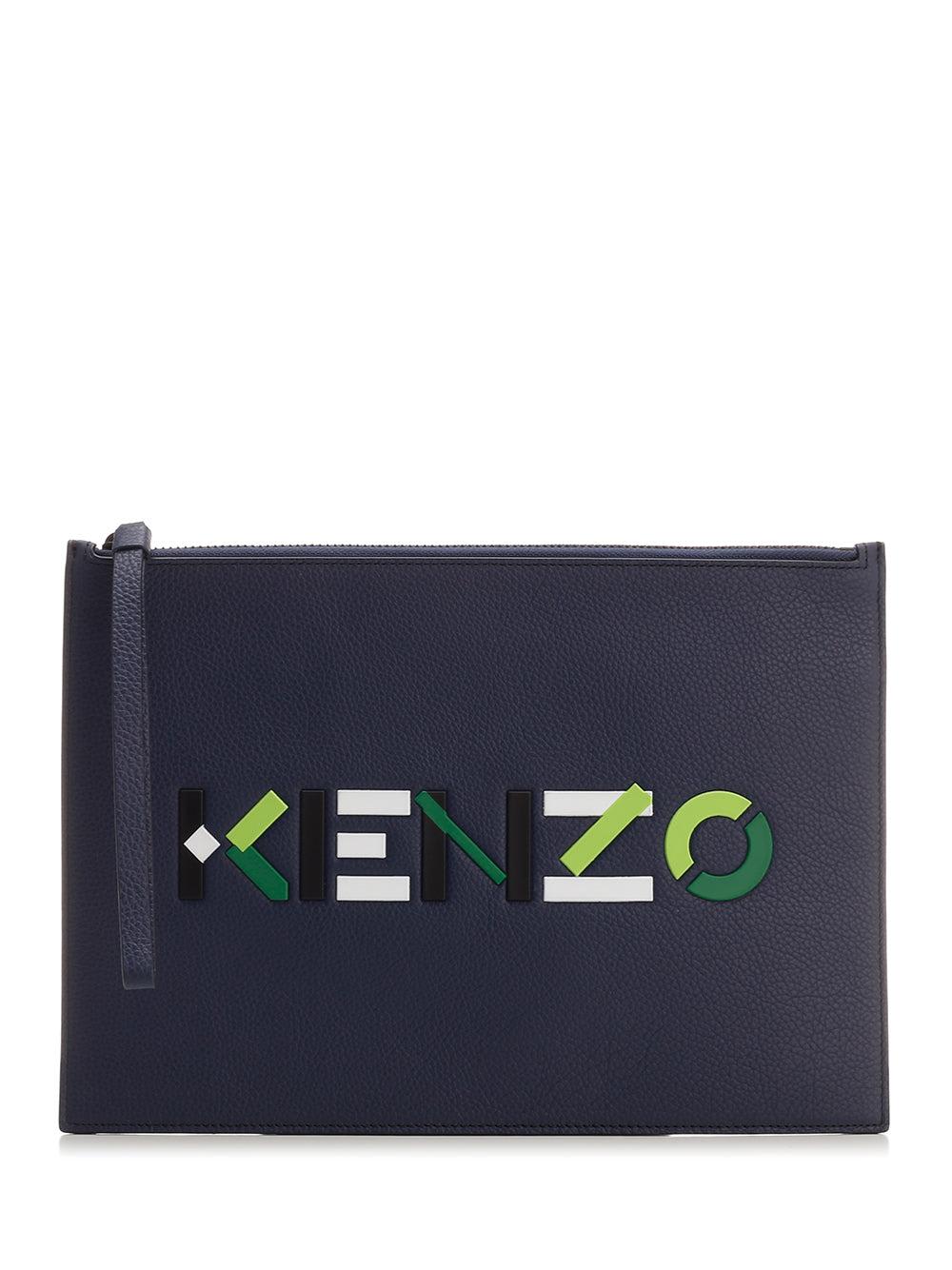 Kenzo Logo Printed Zip-up Clutch Bag