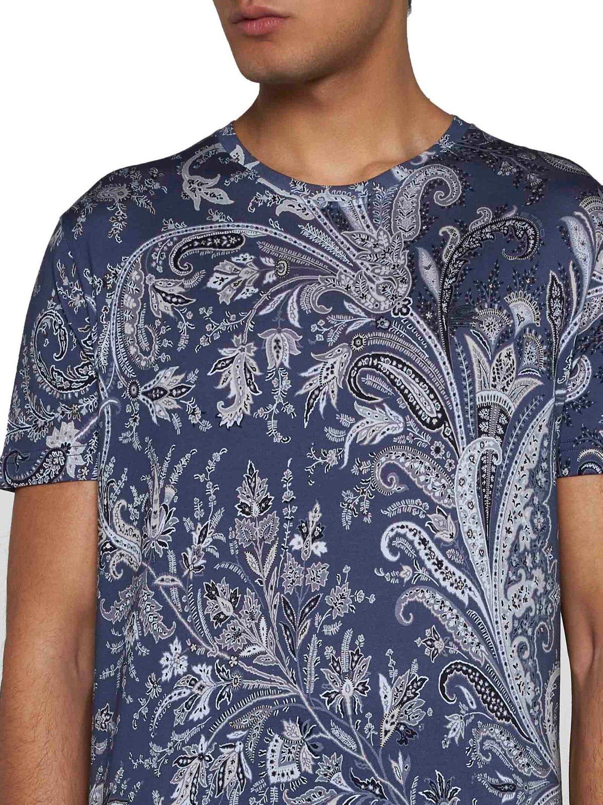 Shop Etro Paisley-print Short-sleeved T-shirt In Blu