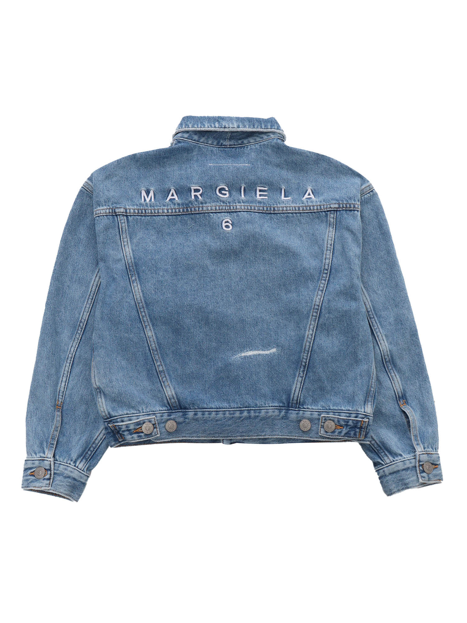 Shop Mm6 Maison Margiela Childrens Cotton Denim Jacket In Blue