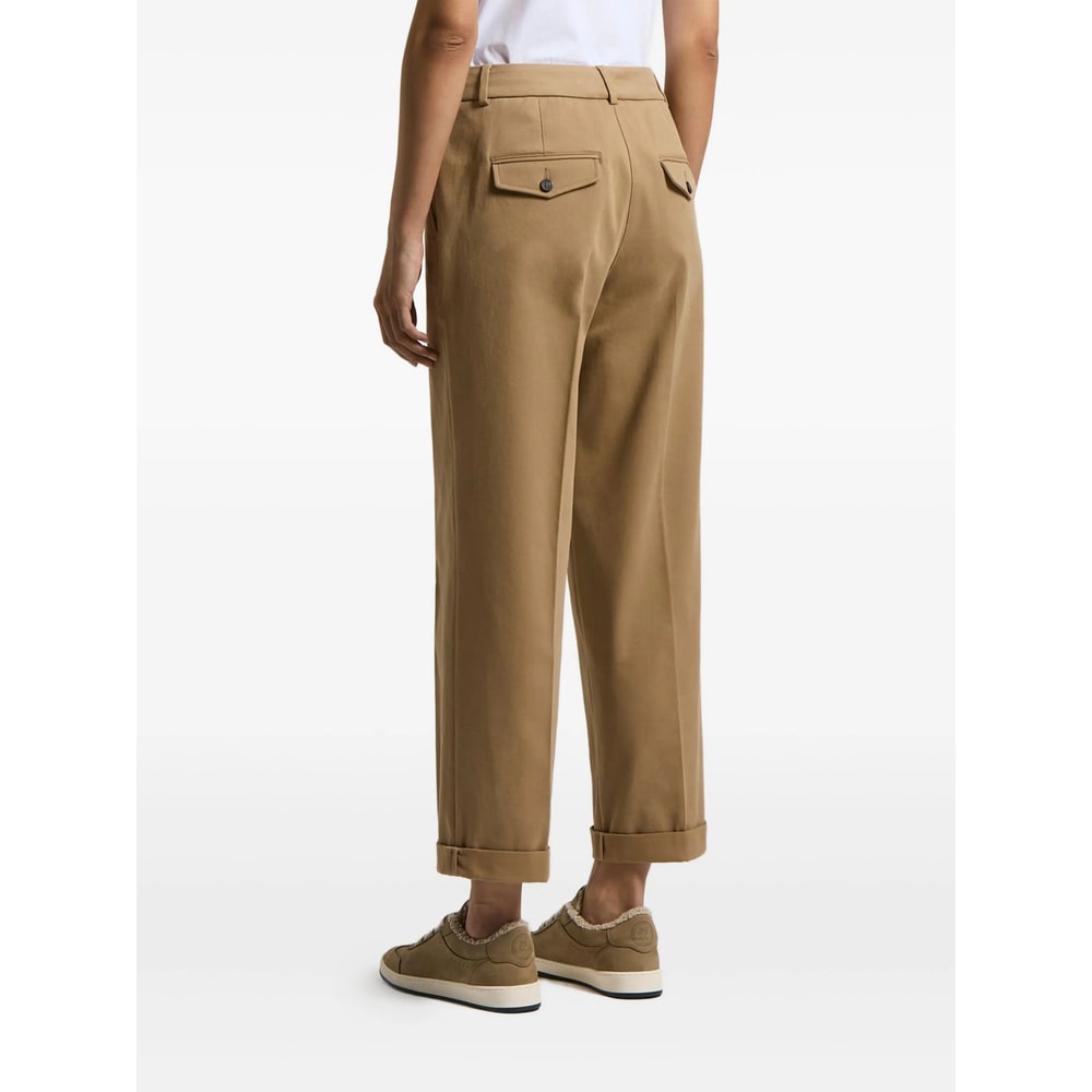 Peserico Wool Trousers Pleated Front Cuffed Hem In Brown