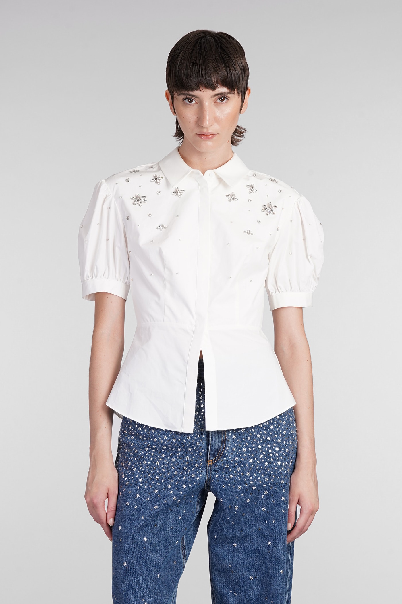 SELF-PORTRAIT SHIRT IN WHITE COTTON 