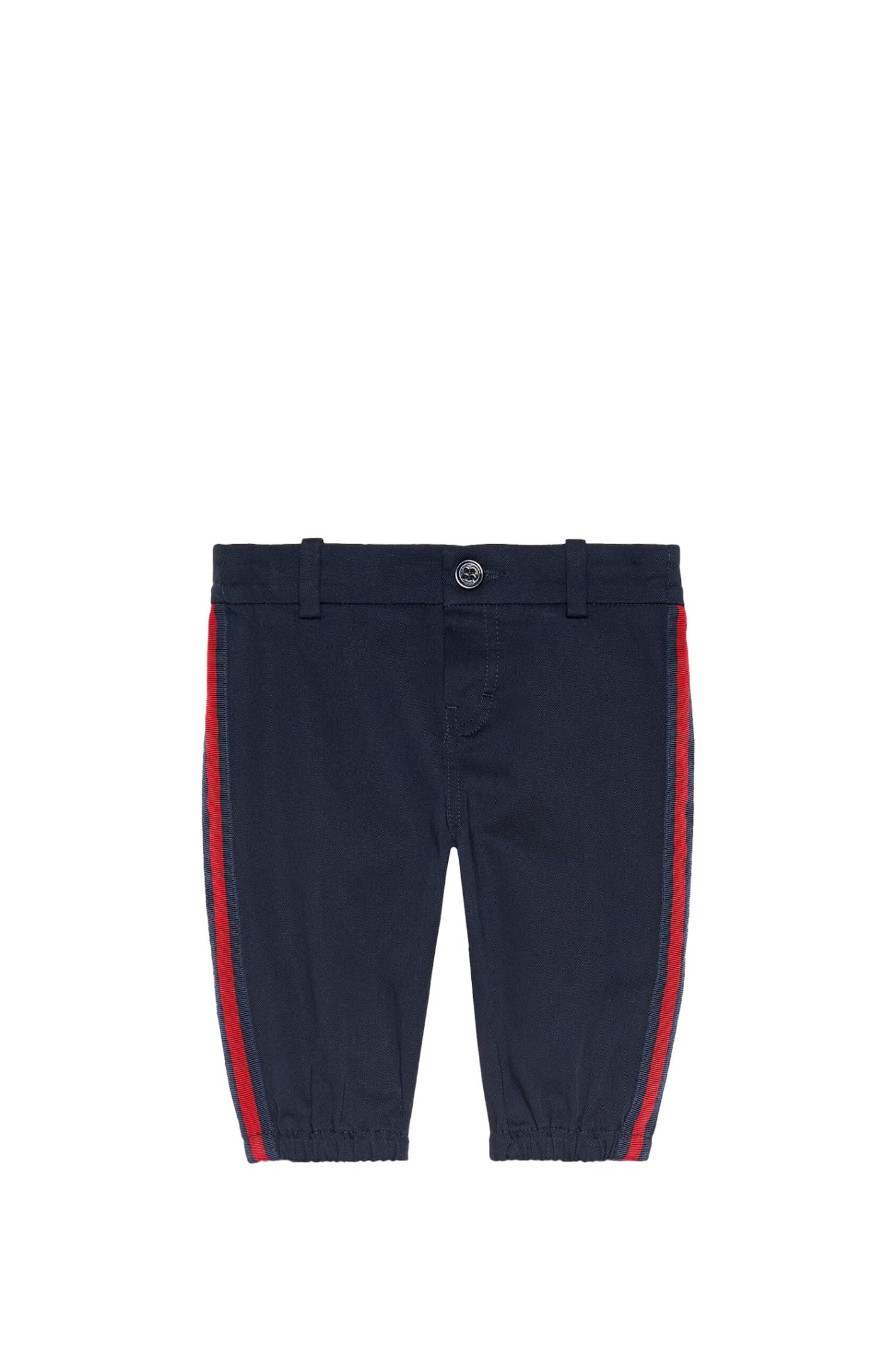 Gucci Babies' Gabardine Trousers With Patch In Blue