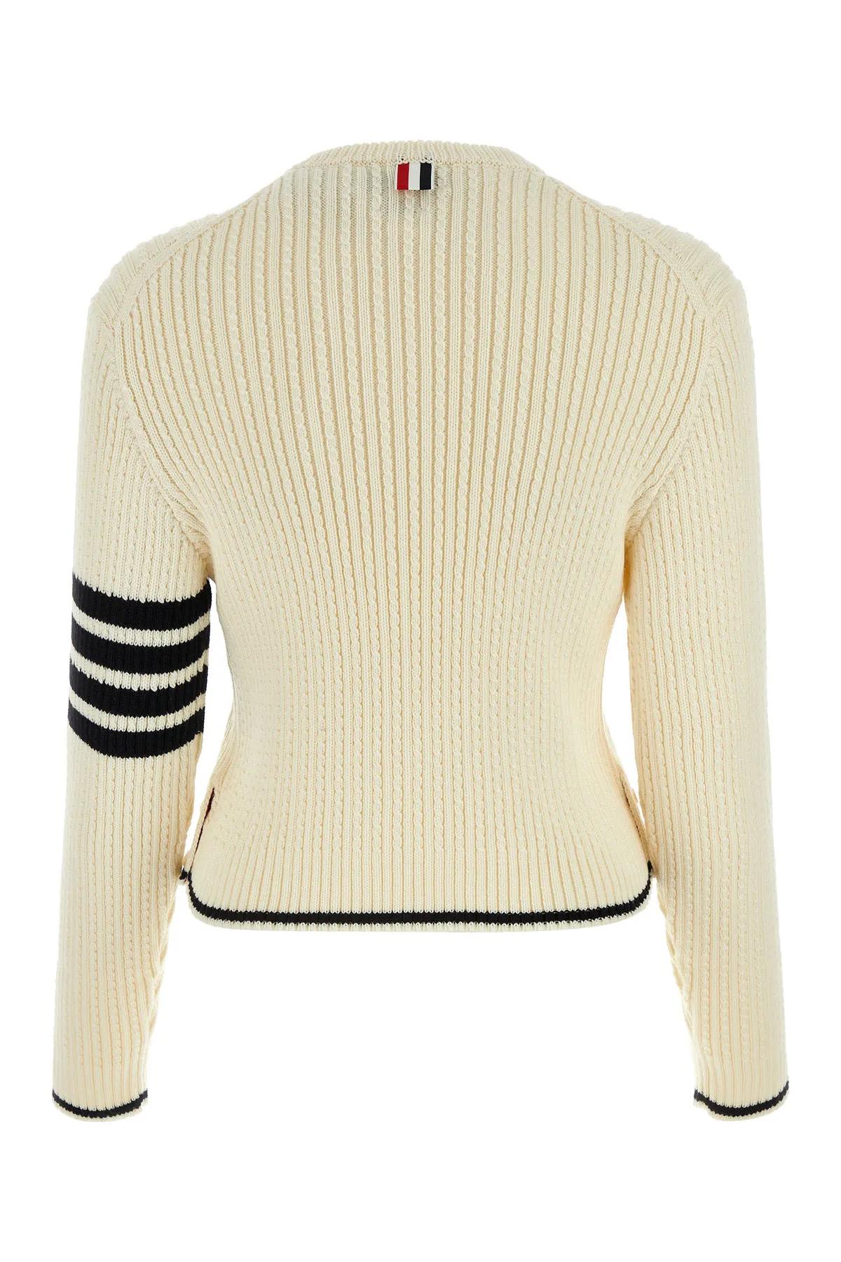 Shop Thom Browne Ivory Wool Sweater In White