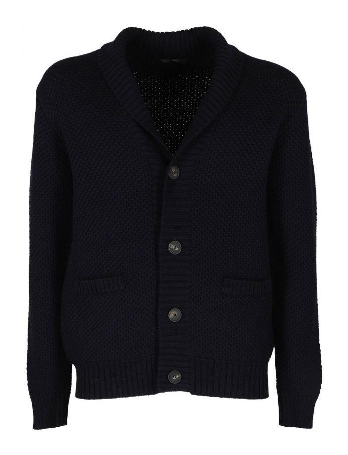 Shop Tagliatore Buttoned Knitted Cardigan In Blu