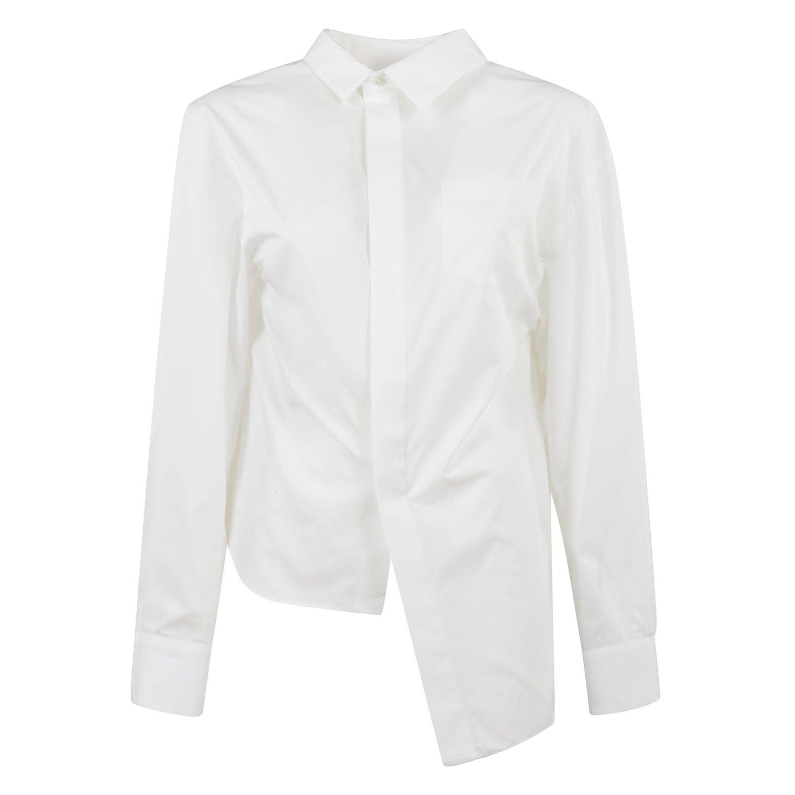 Shop Sacai Asymmetric Hem Poplin Shirt In Off White