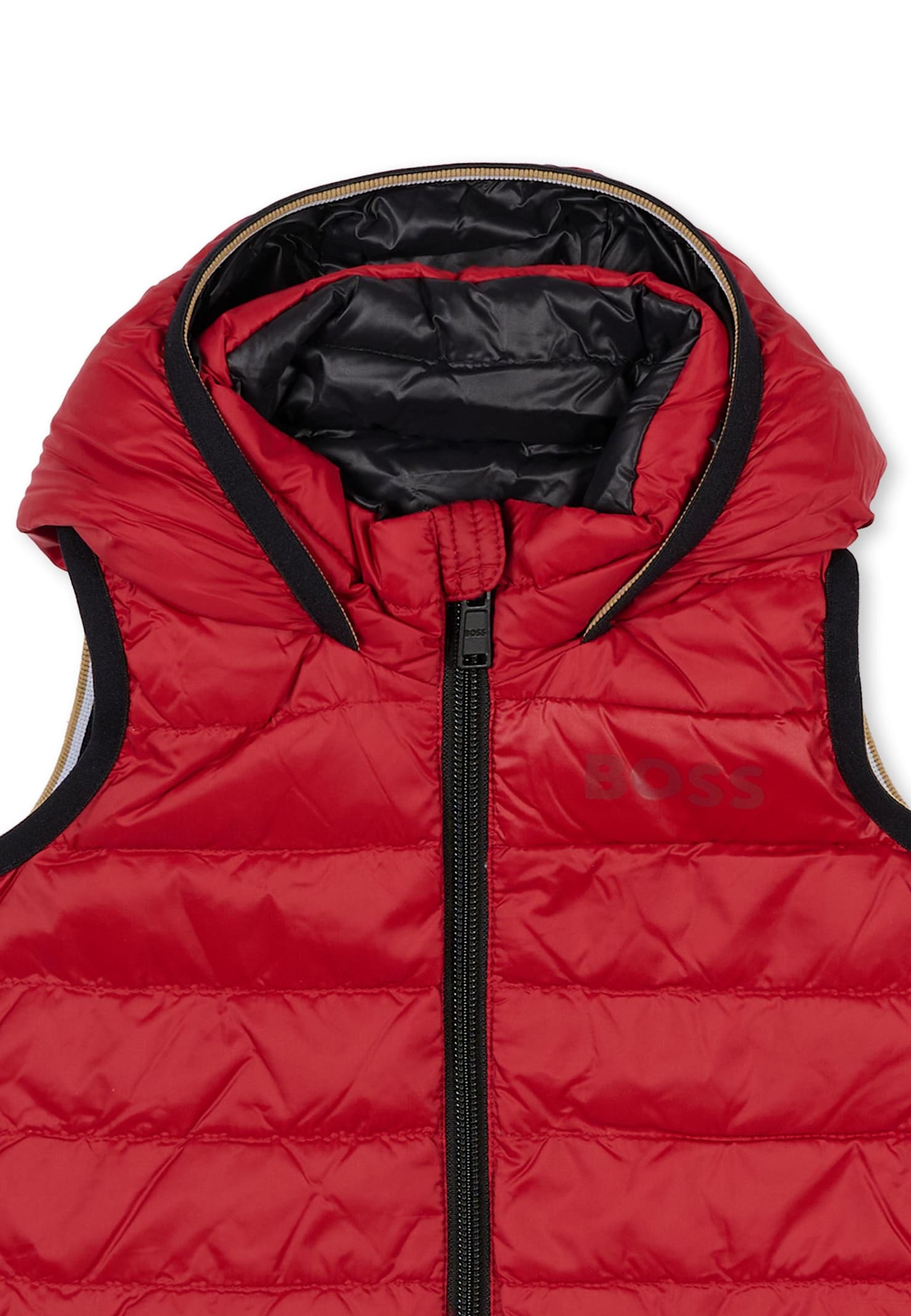 Hugo Boss Red Reversible Vest For Baby Boy With Logo In Red
