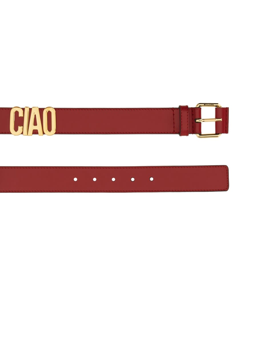 Moschino Adjustable Gold-tone Buckle Belt In Red