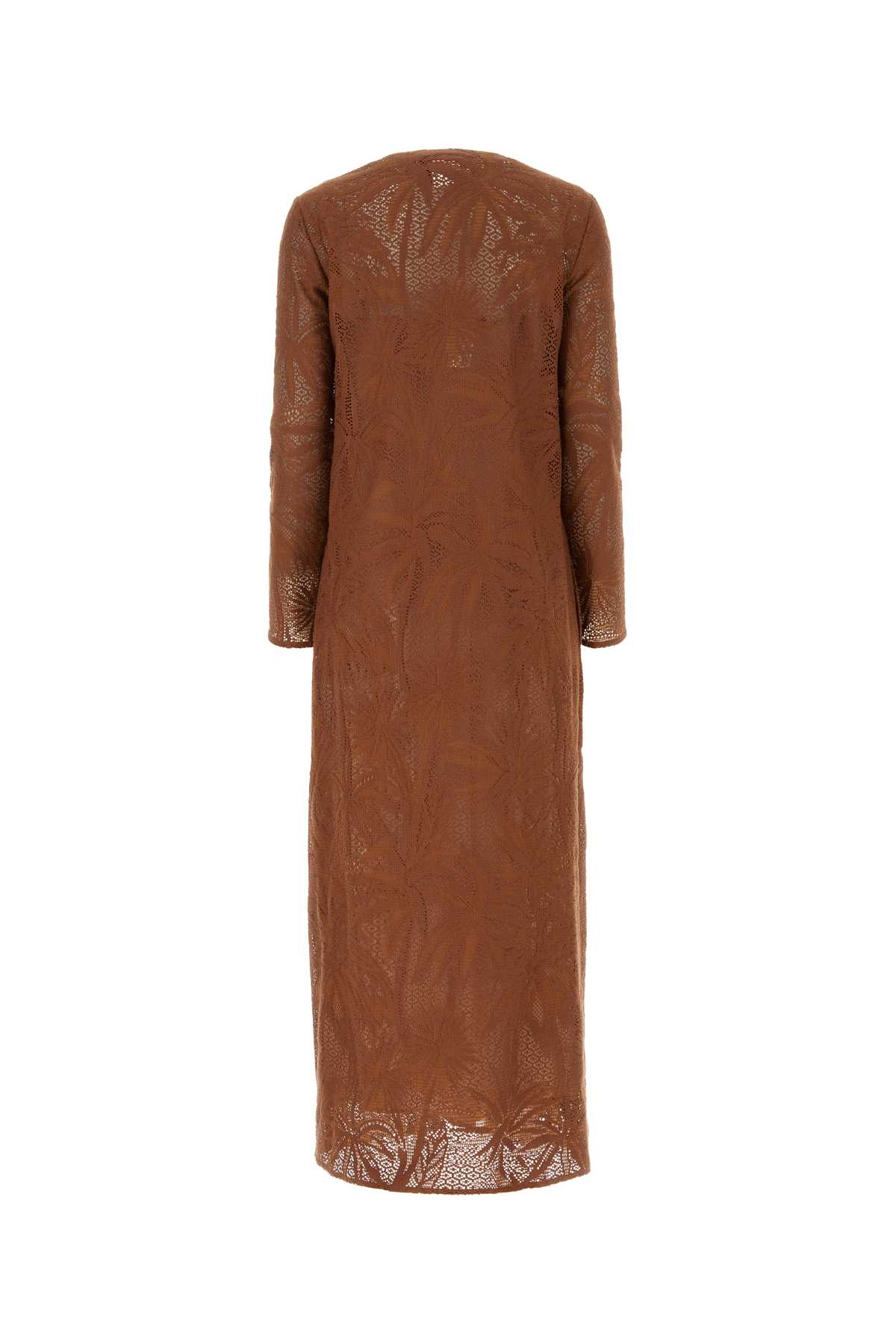 Max Mara Brown Cotton Blend Harden Dress In Terracotta