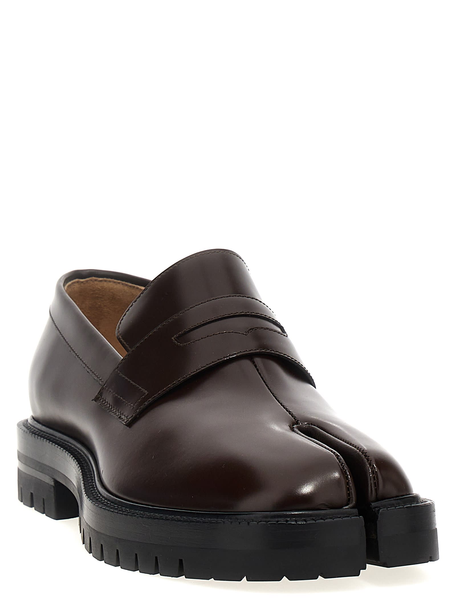 Shop Maison Margiela Tabi Loafers In Brown