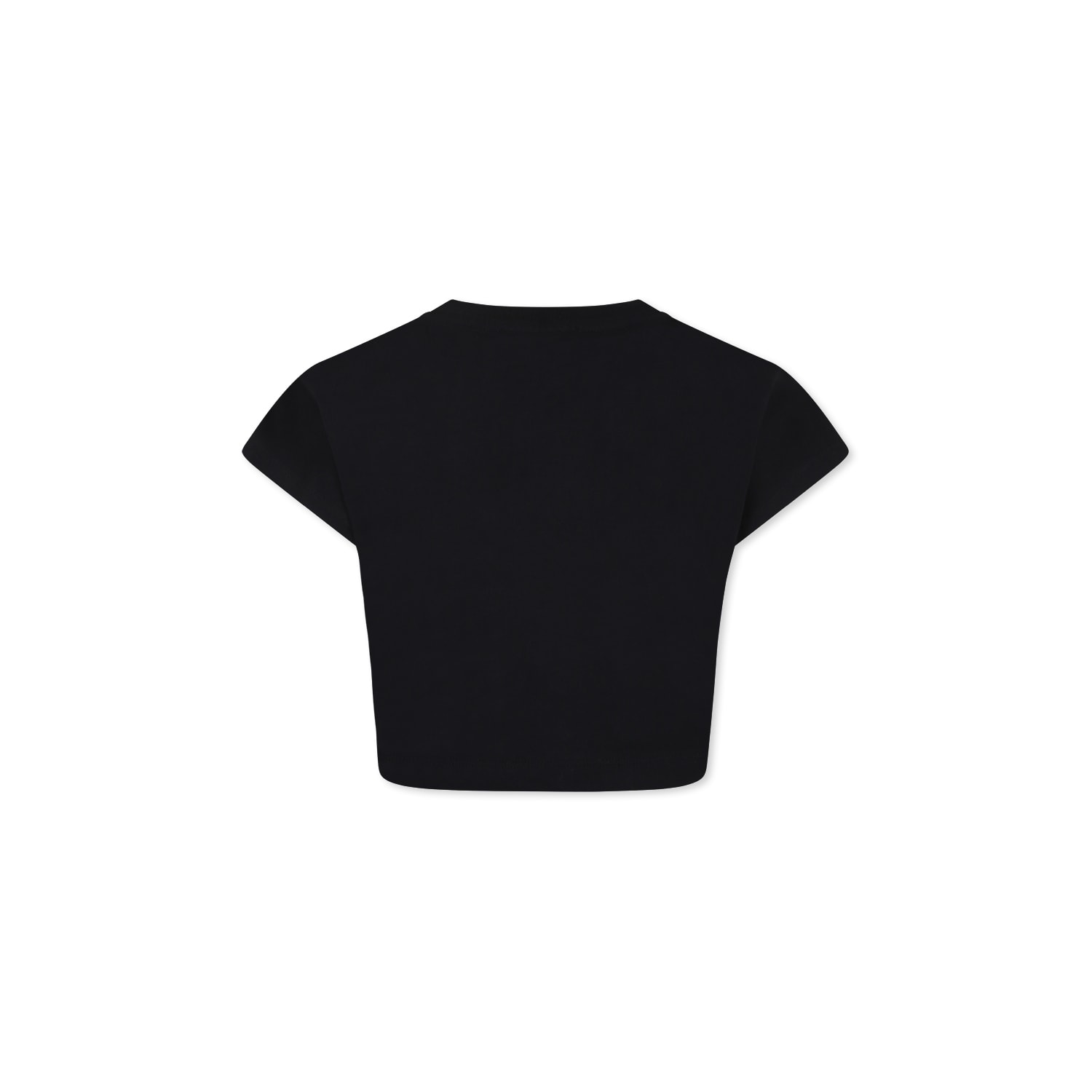 Shop Balmain Black Crop T-shirt For Girl With Logo