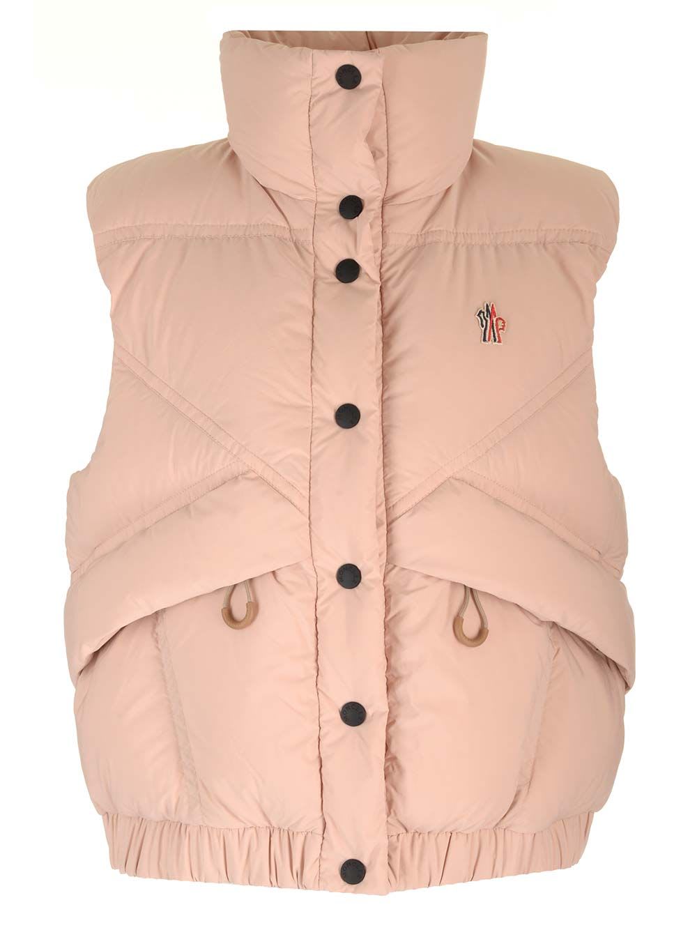 Shop Moncler Marolies Down Padded Vest In Rose