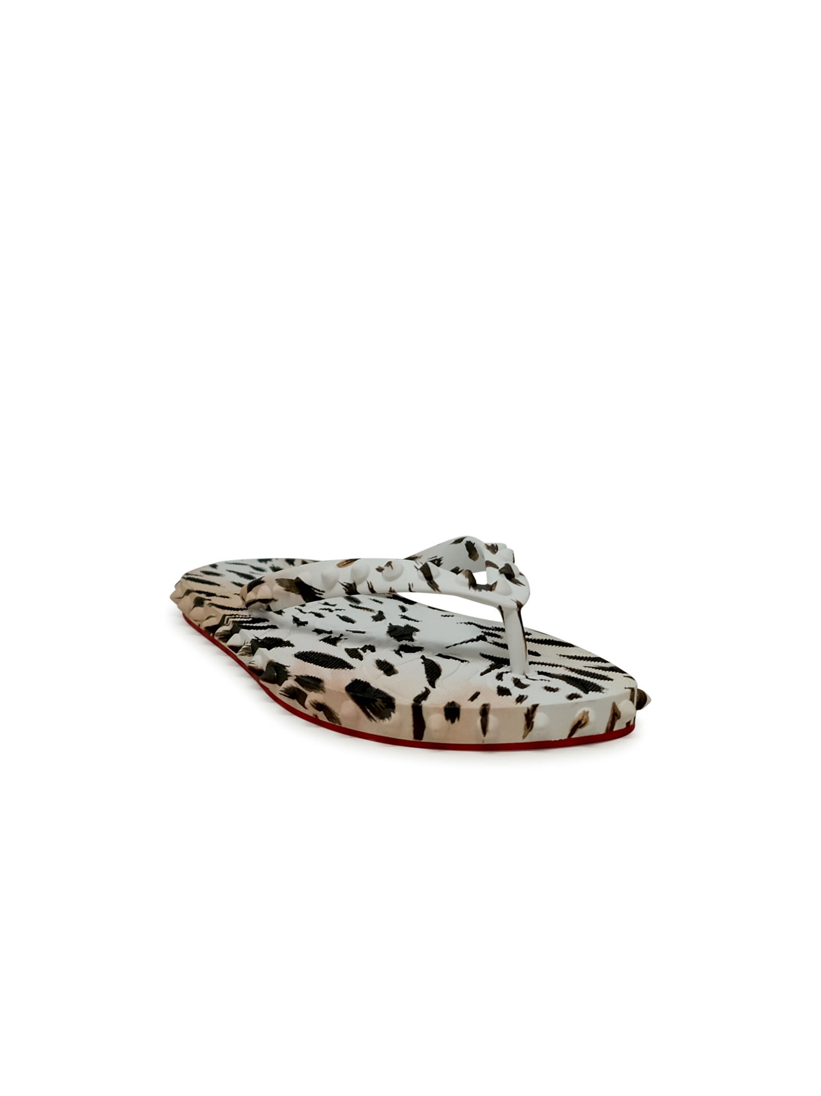 Christian Louboutin Vintage Rose Rubber Super Loubi Flat Flip Thongs In Pink