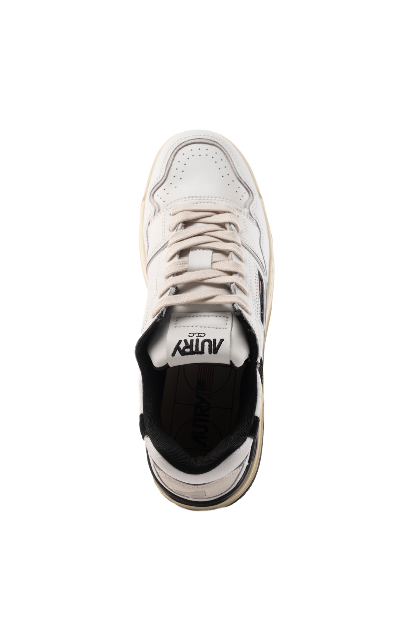 AUTRY AUTRY CLC SNEAKERS IN WHITE/BLACK LEATHER AND SUEDE 