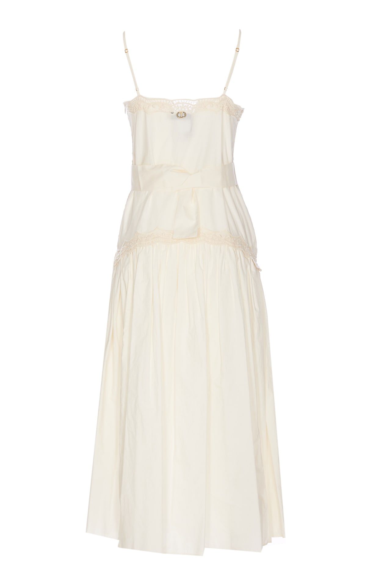 Shop Twinset Long Dress With Flowers Embroidery In White