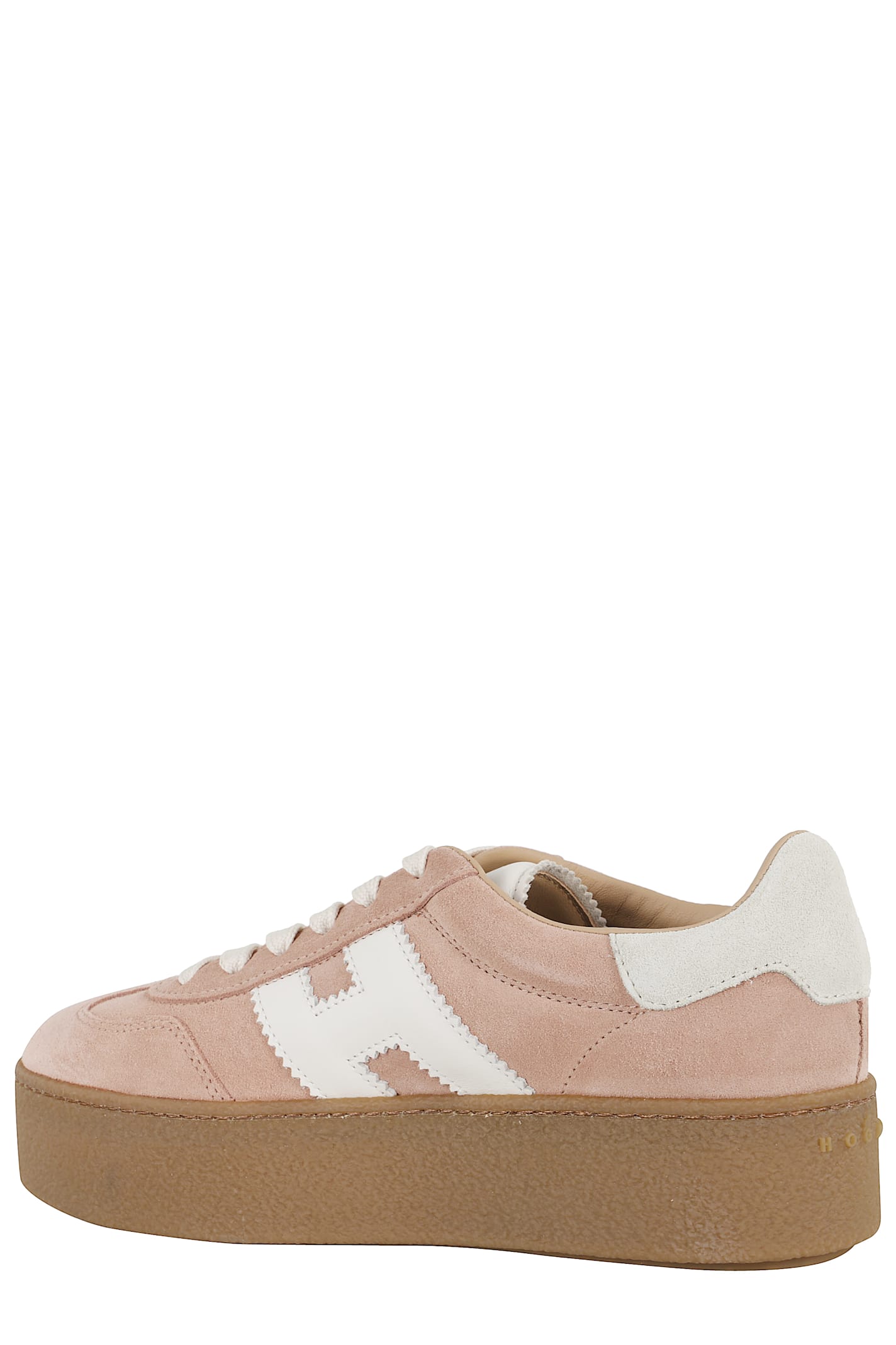 Hogan Platform Sneakers With Suede Upper And Leather Logo In Neutral