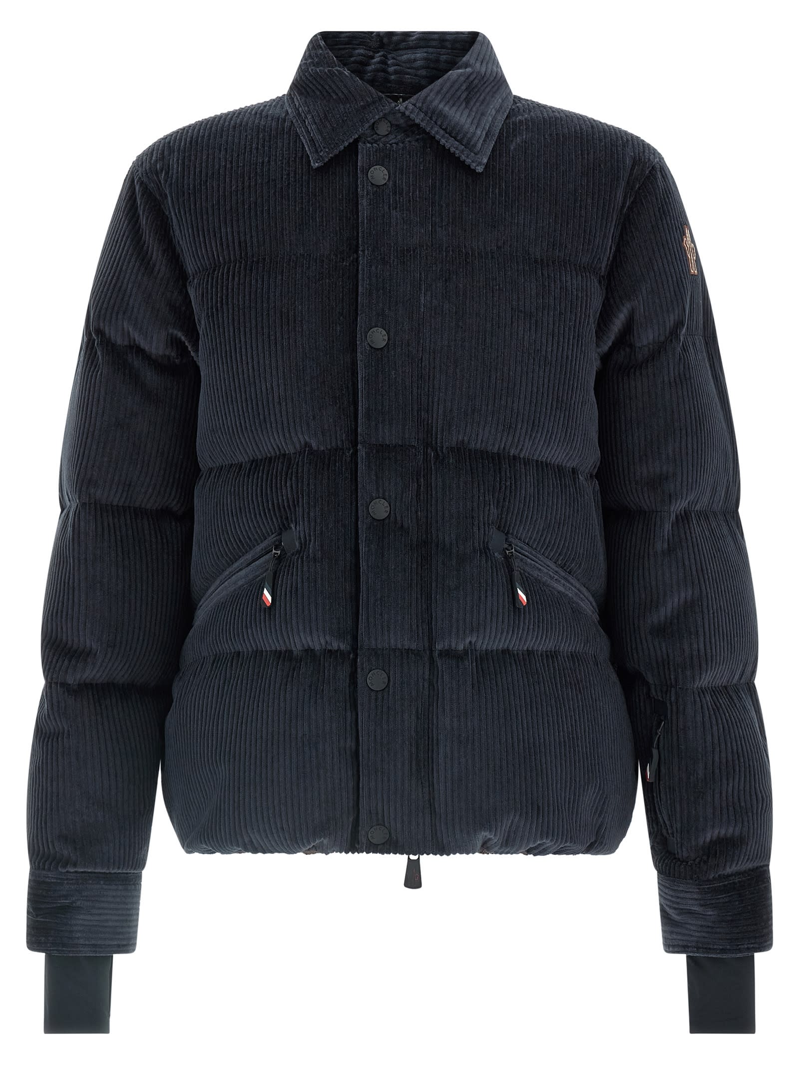 Moncler Elgon Corduroy Down Ski Jacket In Blue