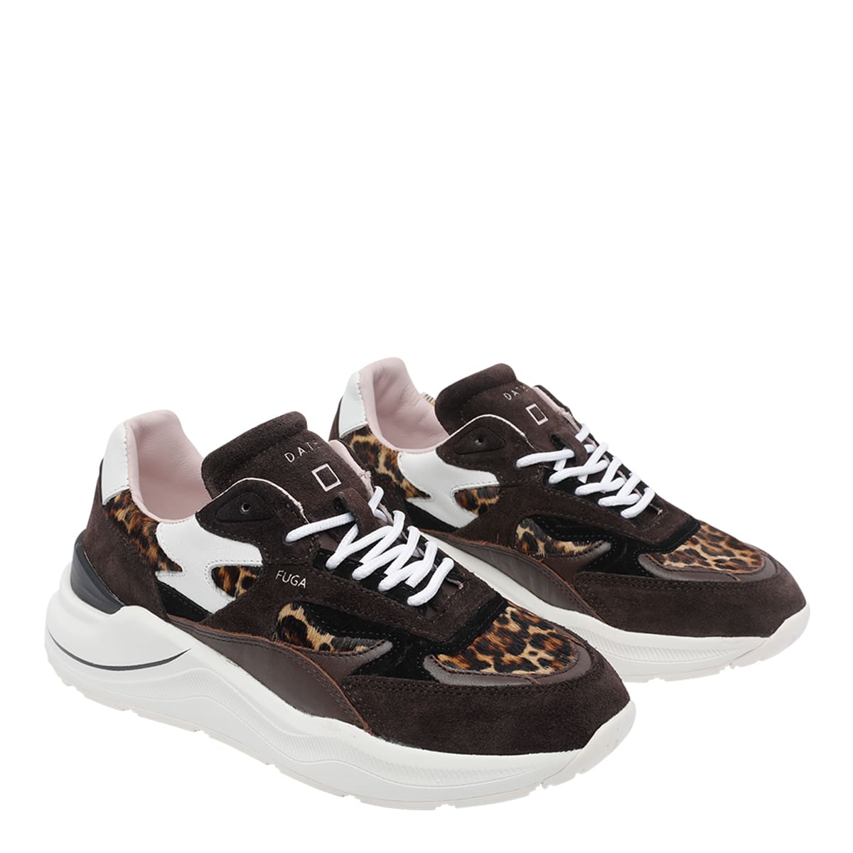 Date Fuga Leopard-pattern Sneakers In Black