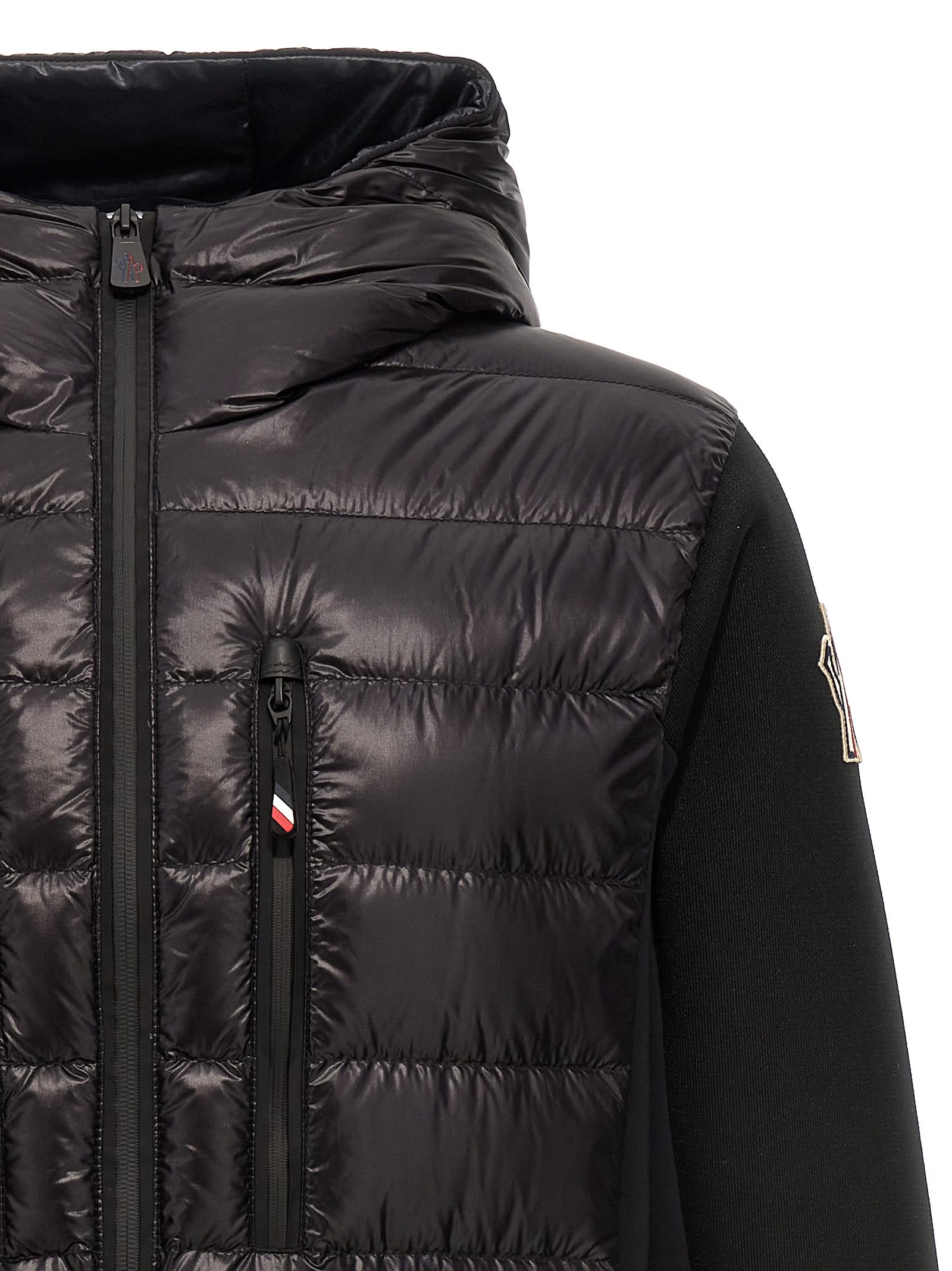 Moncler Nylon Hooded Cardigan In Brown