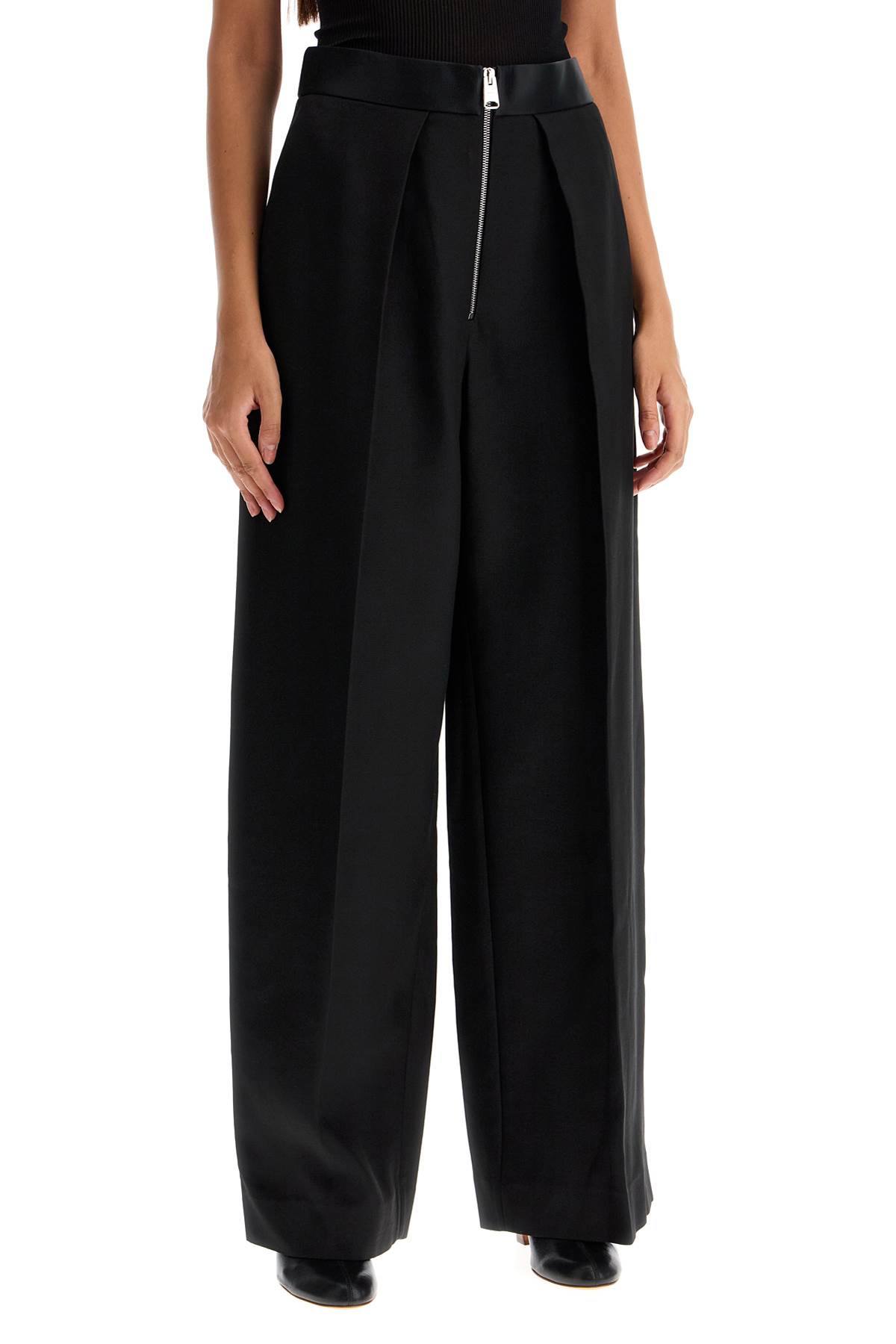 Shop Khaite Marine Pleated Pants With In Black (black)