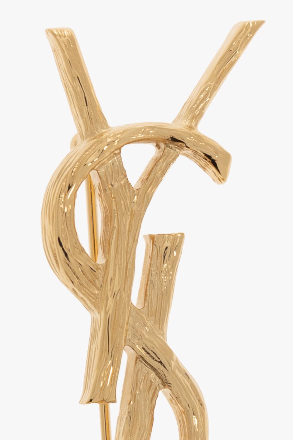 Saint Laurent Brass Brooch In Orlaitonsatineleg