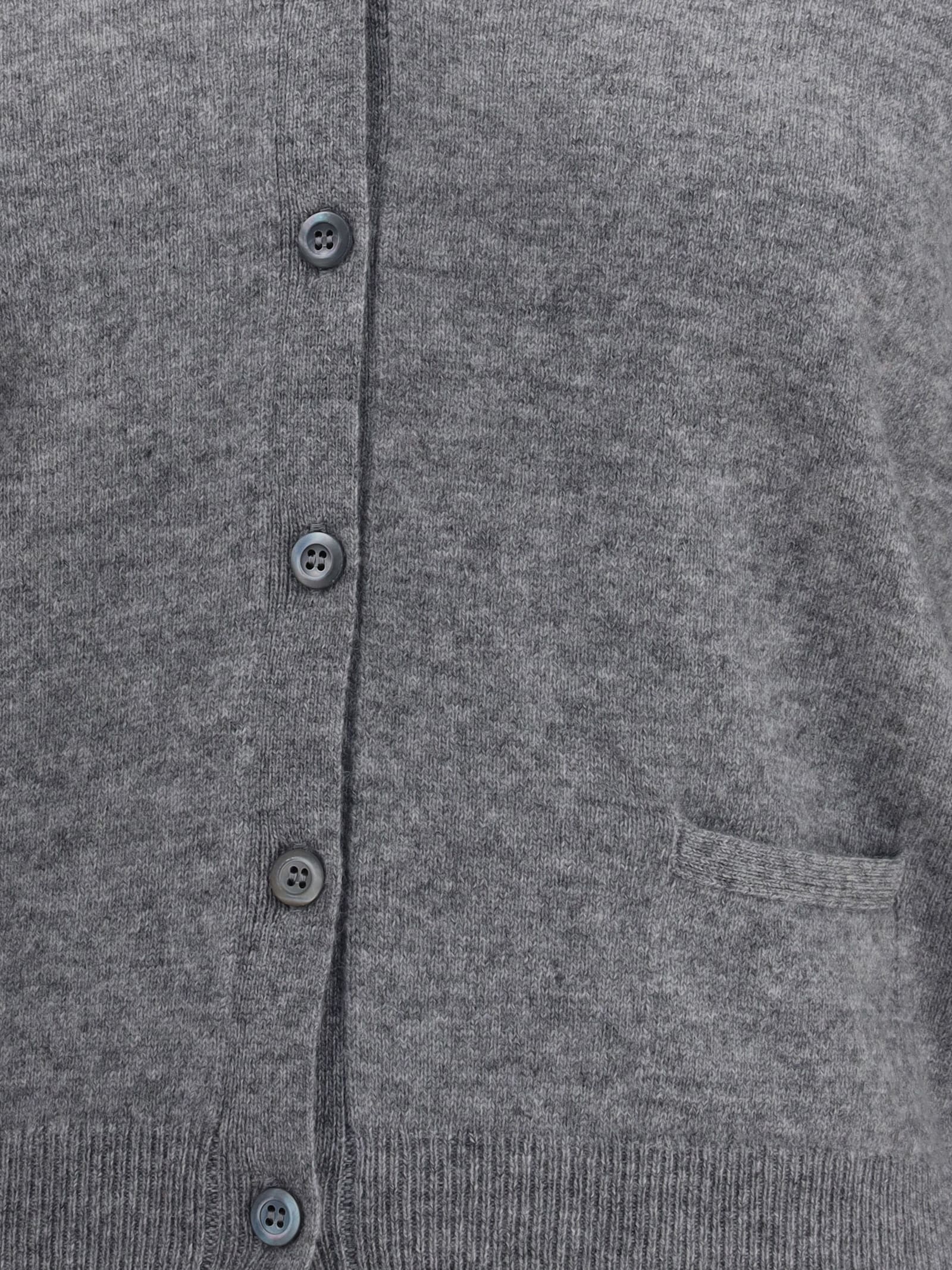 Prada V-neck Buttoned Cardigan In Gray