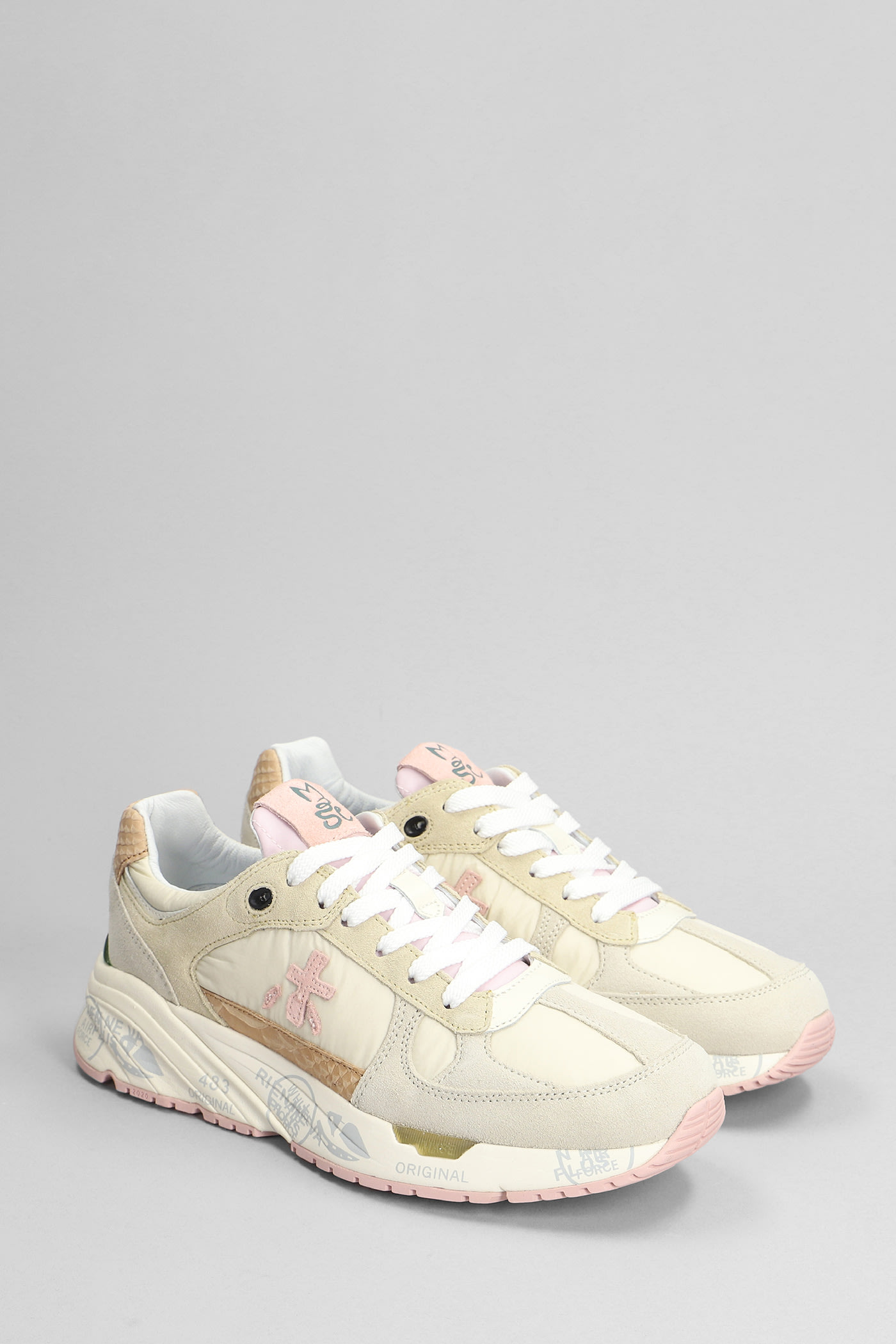 Shop Premiata Mase Sneakers In Beige Suede And Fabric
