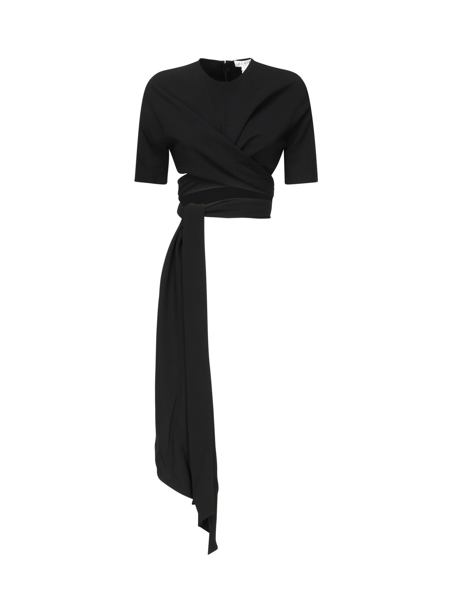 Alaïa Viscose Blend Crepe Top In Black