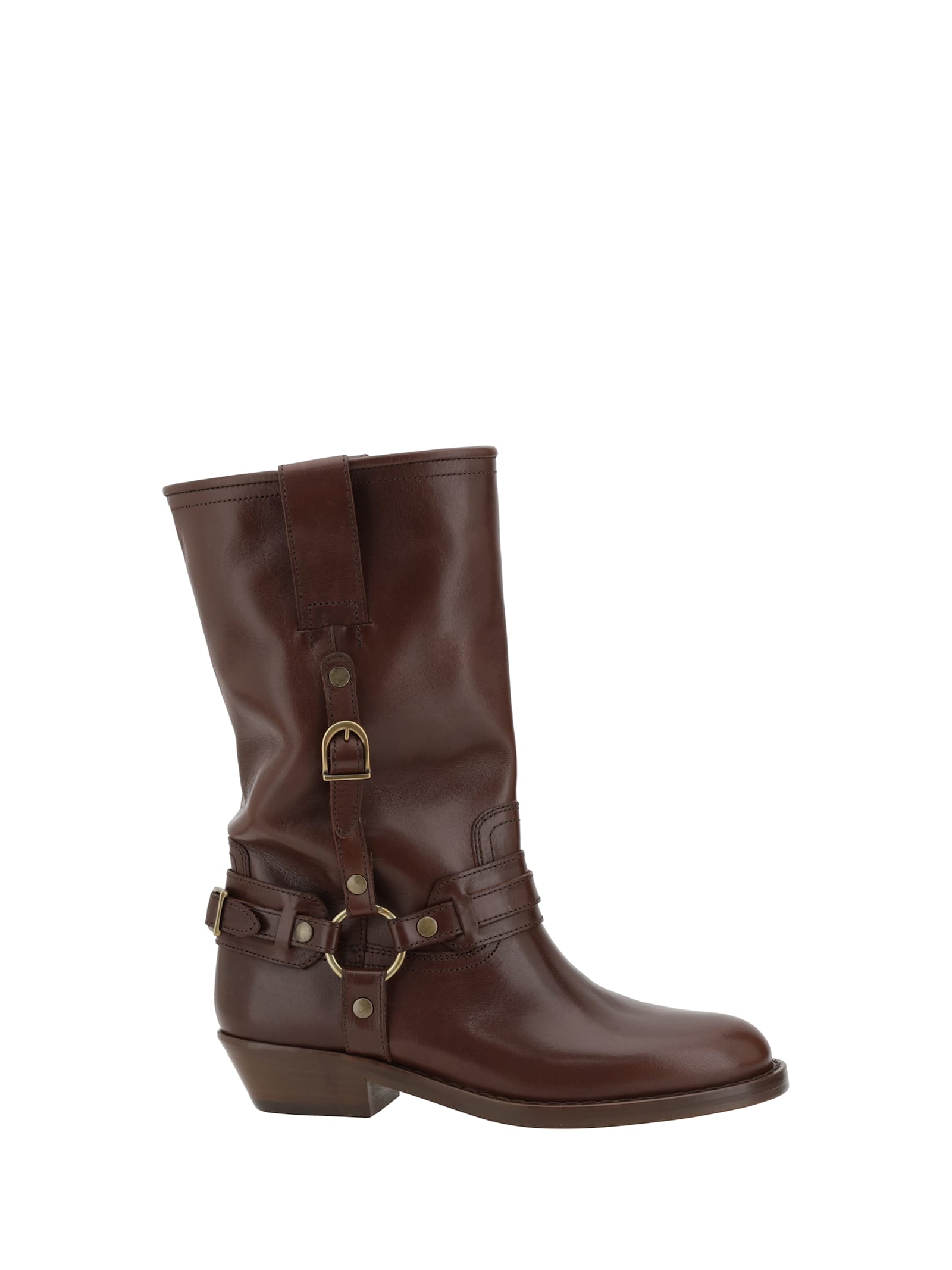 Isabel Marant 'heiko' Brown Ankle Boots With Buckle And Stud Embellishments In Brown