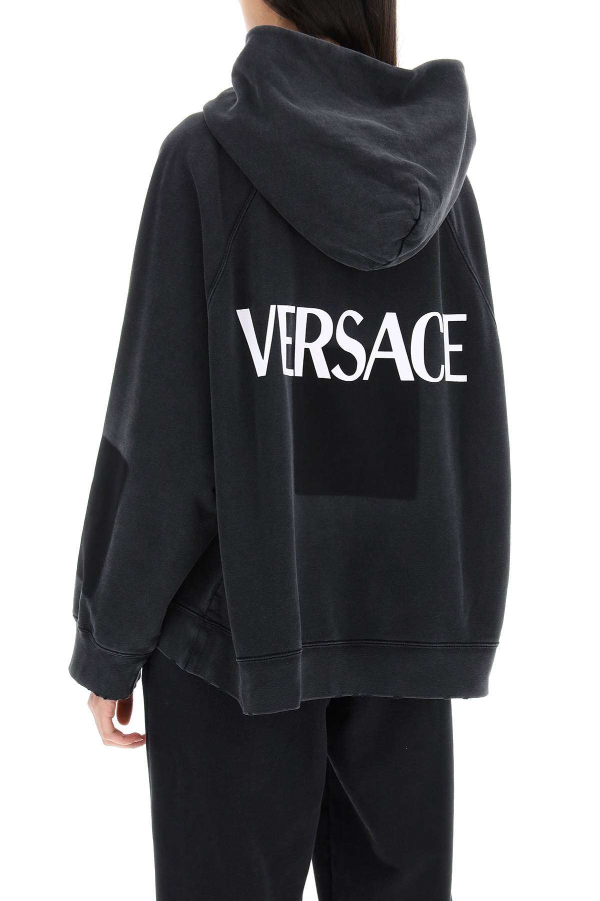Versace Logo-print Cotton Hoodie In Black (black)