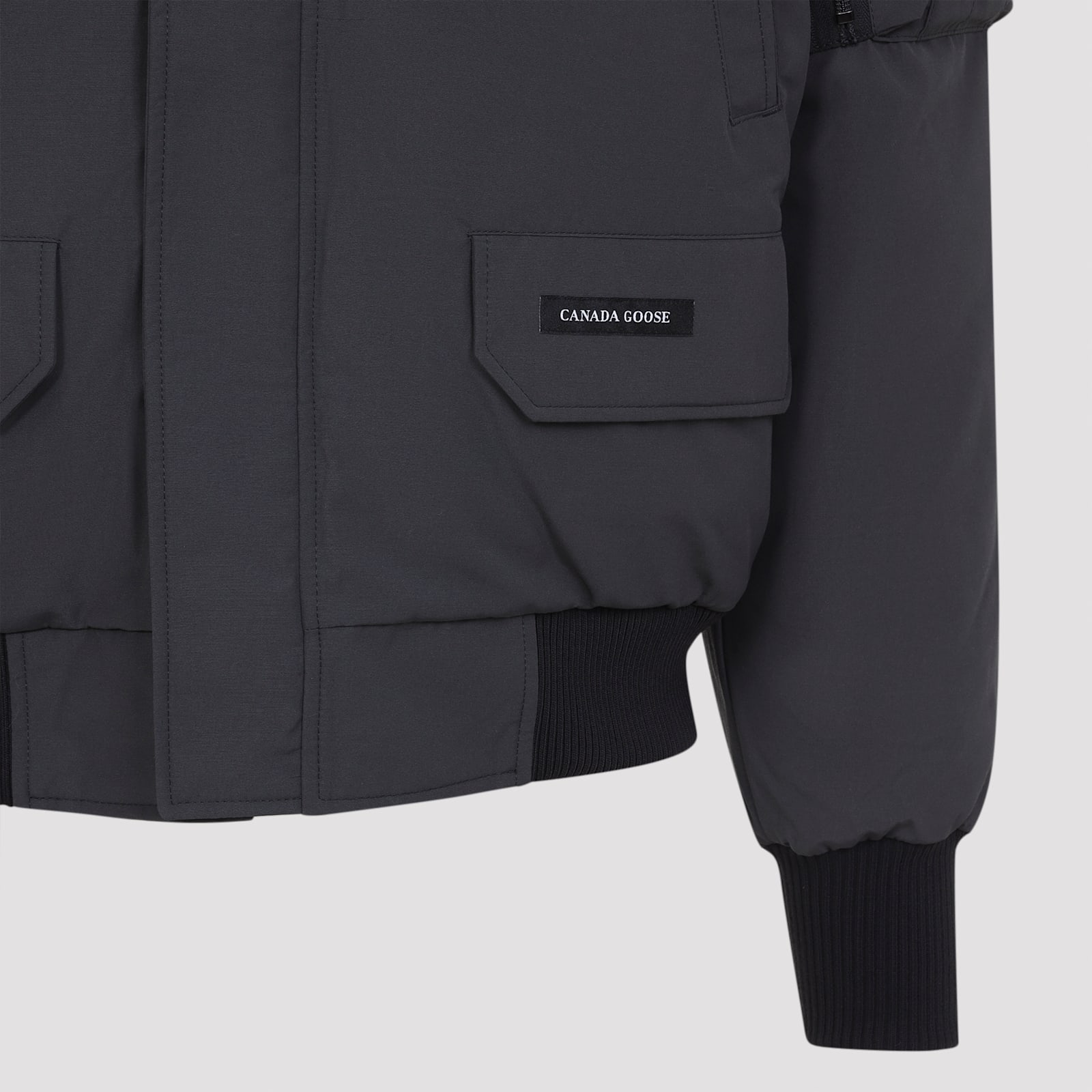 Canada Goose Granite Grey Chilliwack Bomber Jacket With Attached Hood In Blue