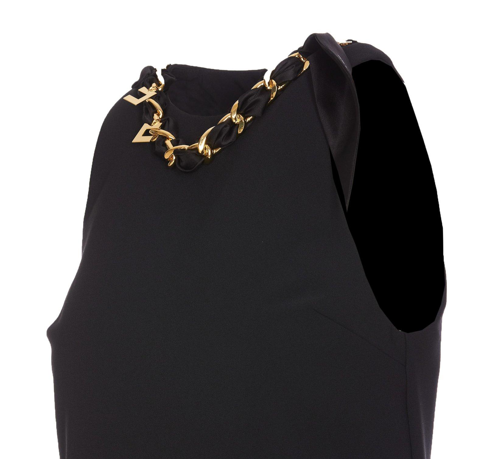 Shop Elisabetta Franchi Chain-link Sleeveless Mini Dress  In Black