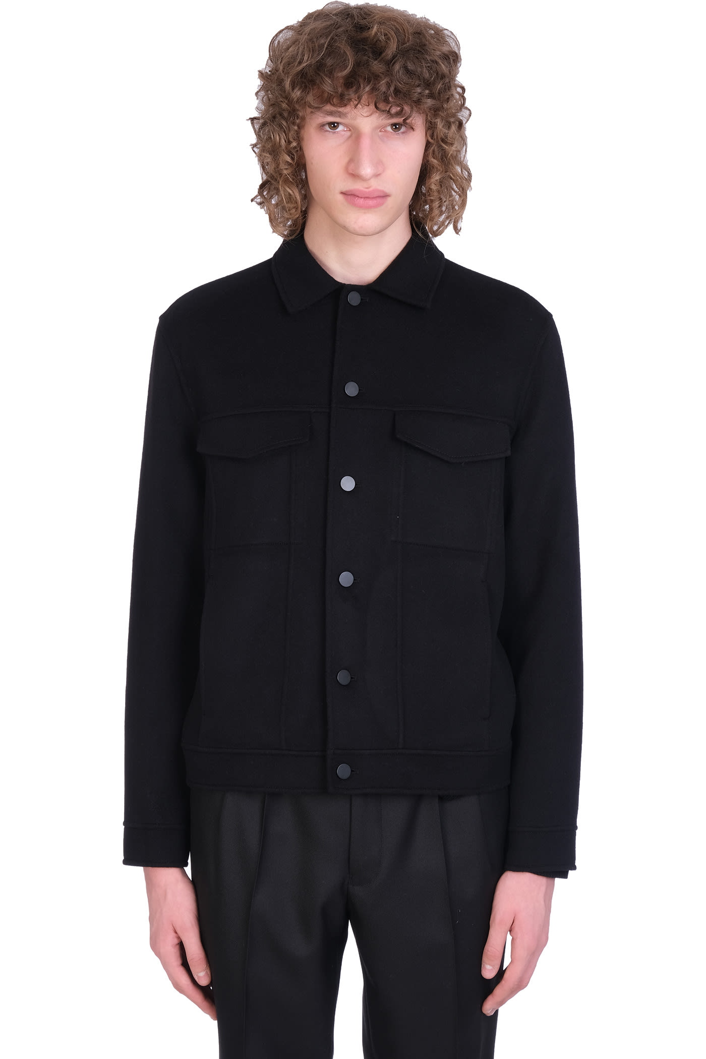 Theory Casual Jacket In Black Wool