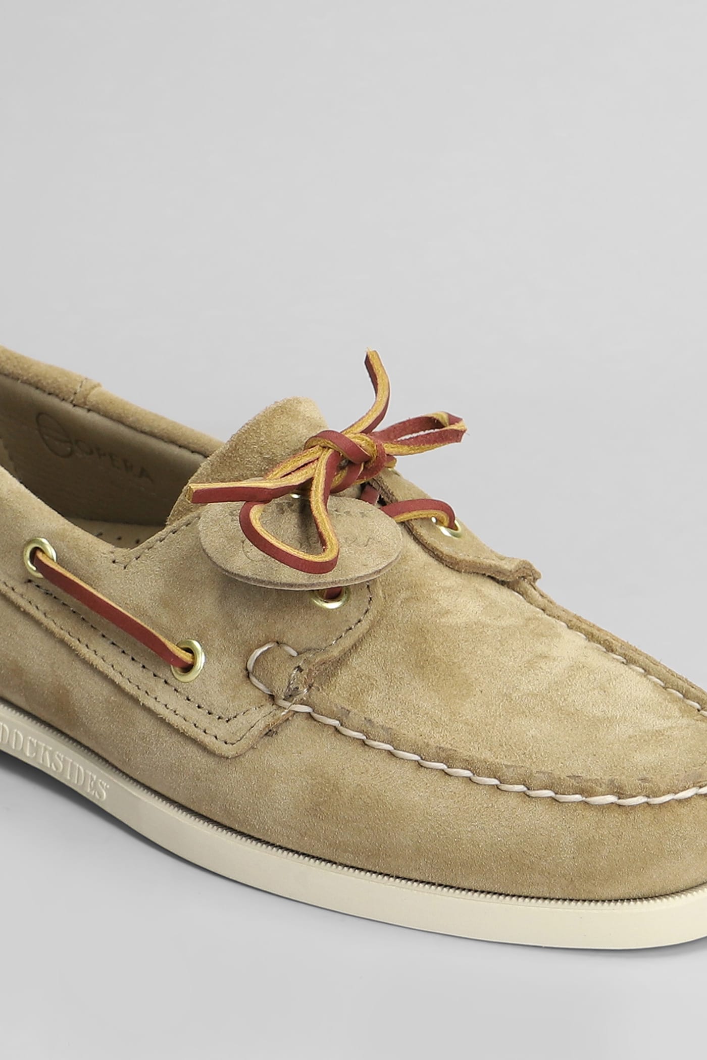 Sebago 'portland Artisan' Beige Loafers With Decorative Laces On The Sides And Contrasting Stitching