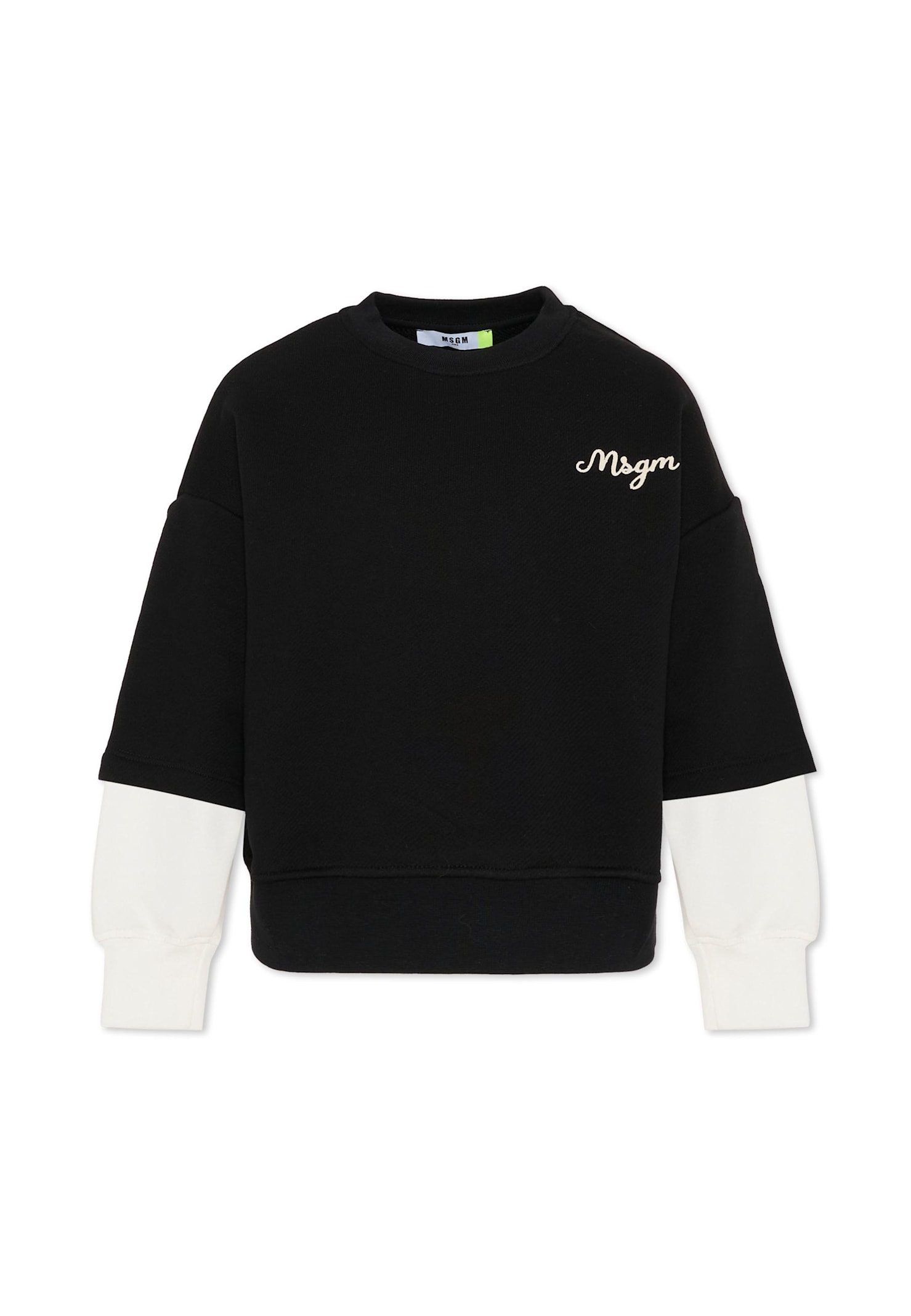 Msgm Black Sweatshirt For Boy With Logo In Black