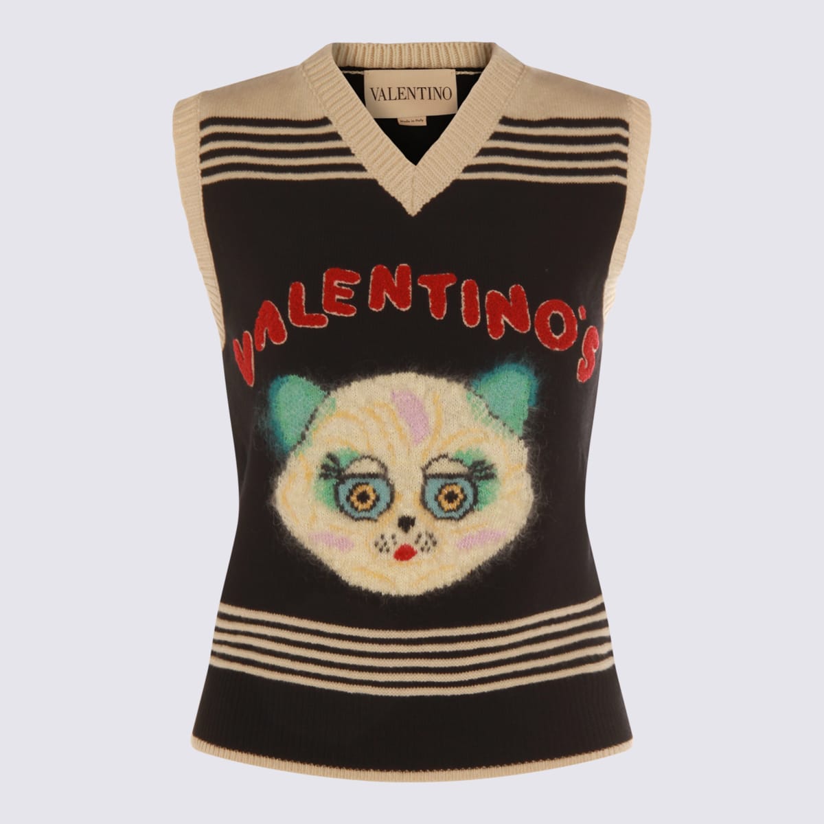 Valentino Garavani Le Chat De La Maison Wool Vest In Multi