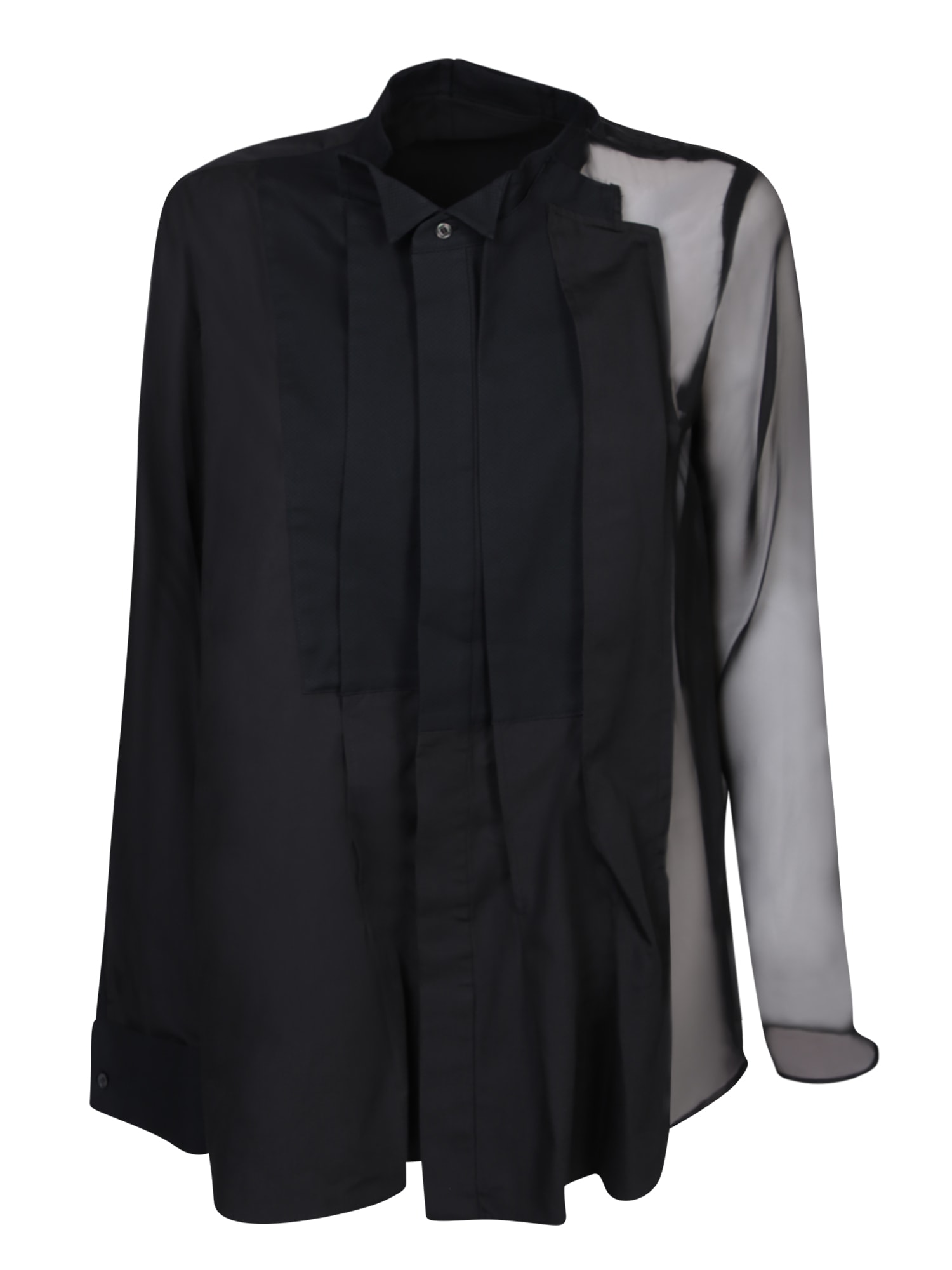 Shop Sacai Chiffon Details Black Shirt