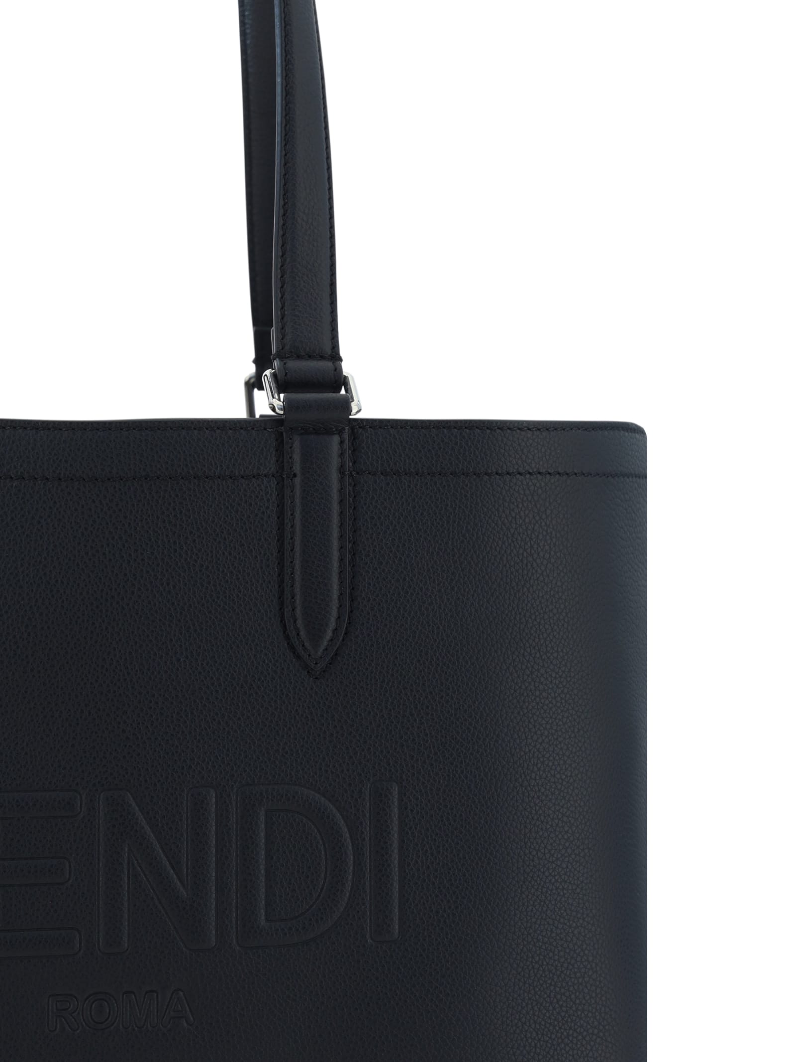 Shop Fendi Shoulder Bag In Nero+palladio