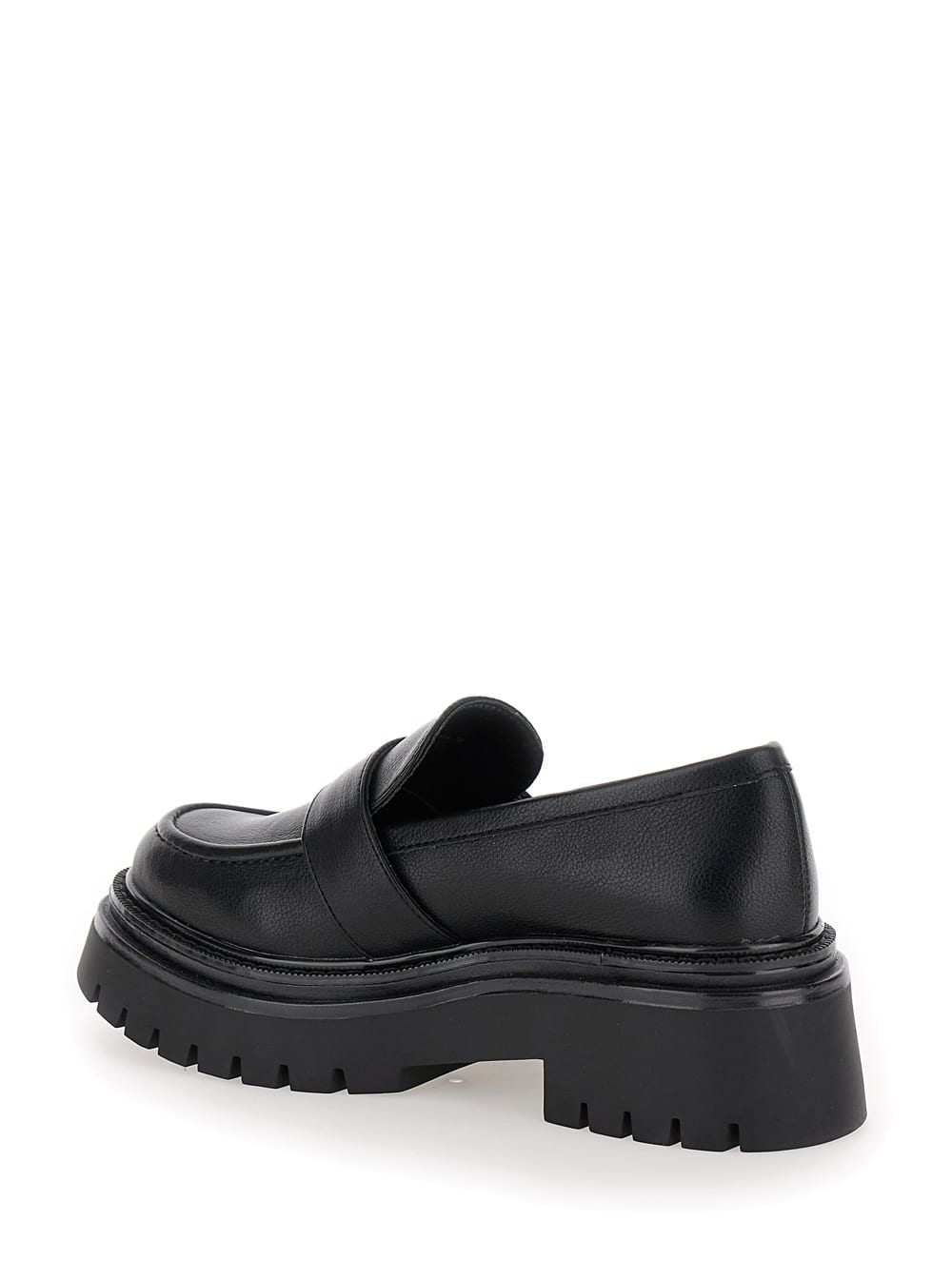 Shop Twinset Black Loafers With Platform And Logo In Leather Woman