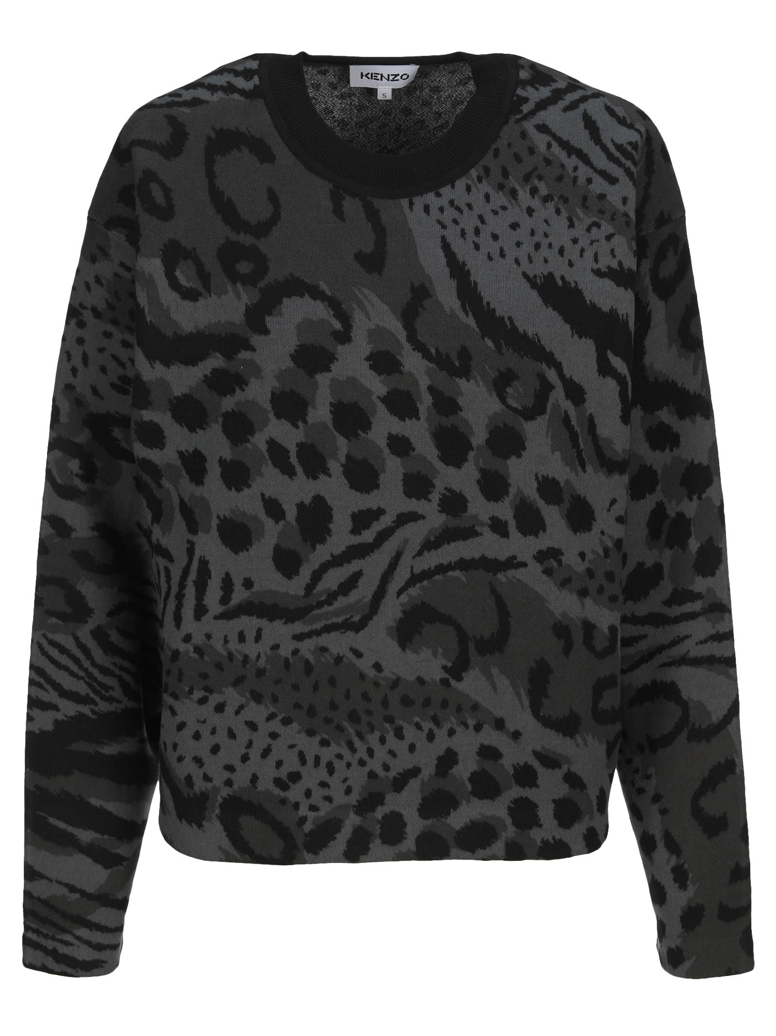 Kenzo cheetah Leopard Wool Blend Sweatshirt