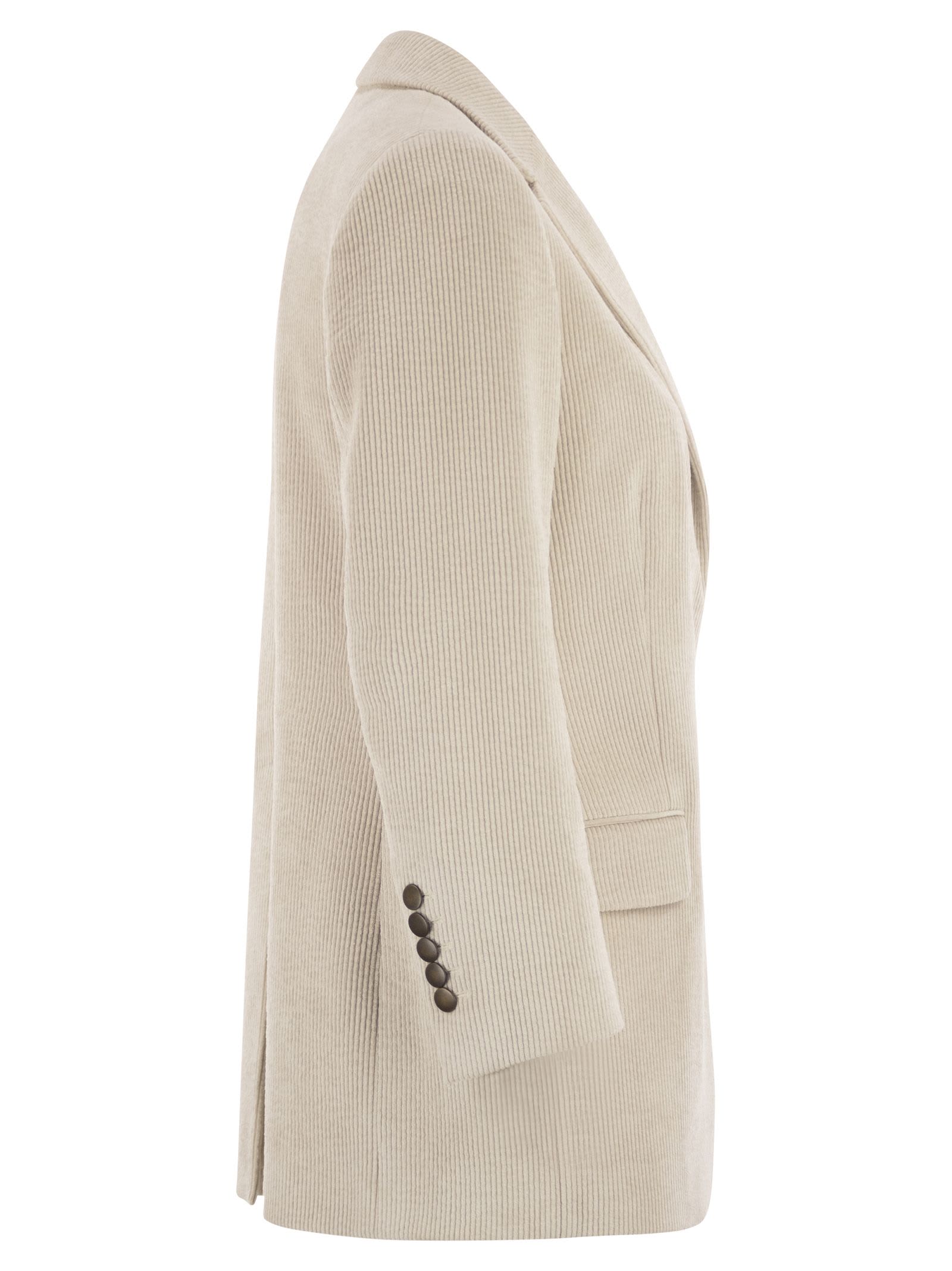 Saulina Milano Antonia - Single-breasted Velvet Jacket In Neutral