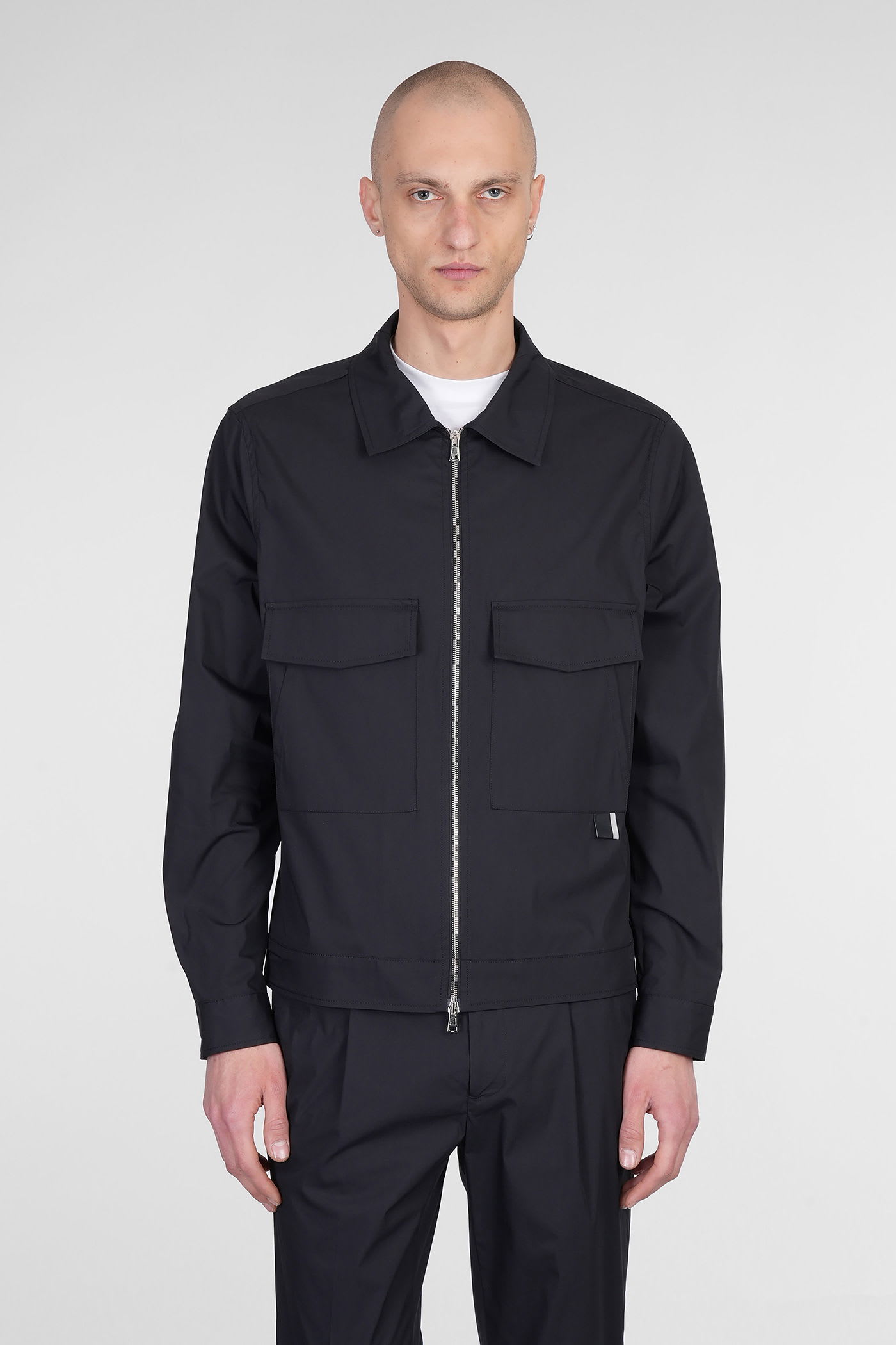 Shirt Zip S130 Shirt In Black Cotton