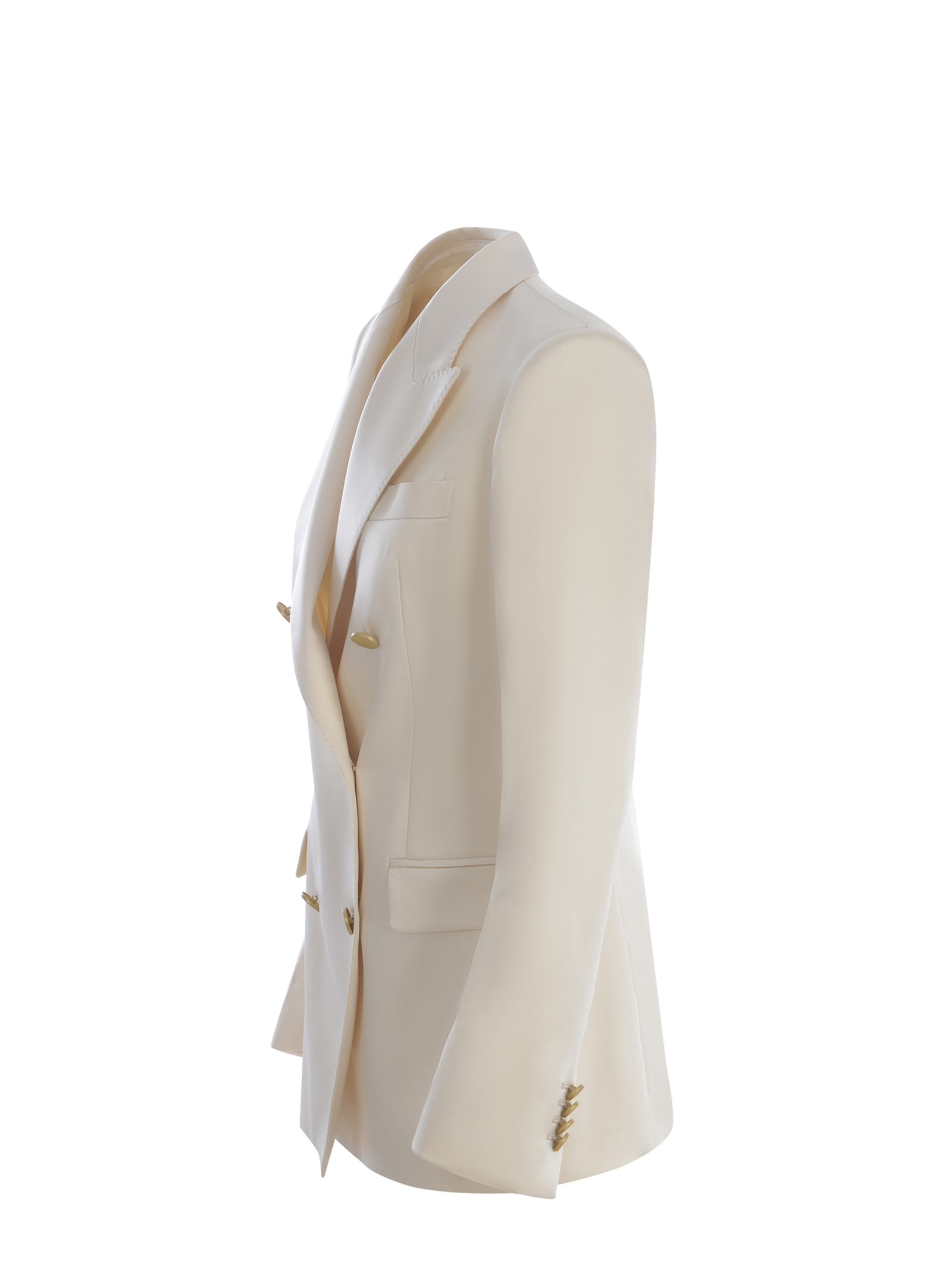 Shop Tagliatore Tailleur  T-paris Made Of Satin In Crema Lucido