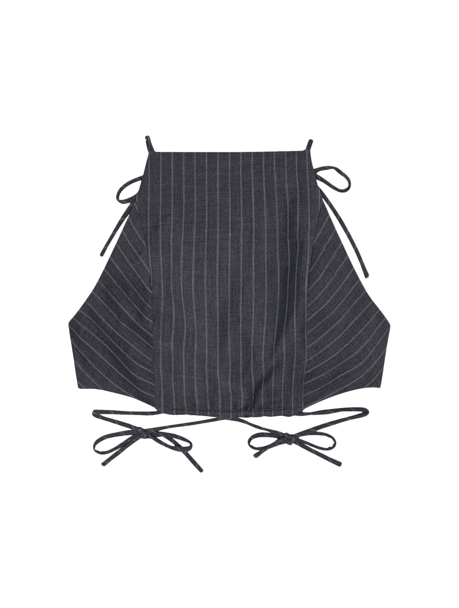 Shop Ganni Stretch Stripe String Top In Gray Pinstripe