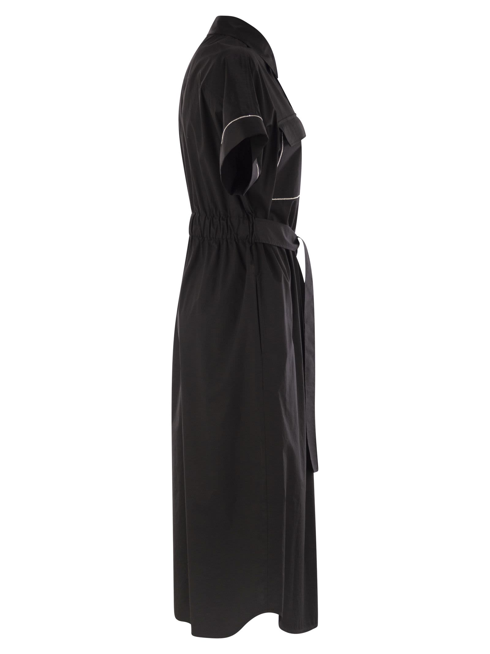 Shop Peserico Light Stretch Cotton Satin Chemisier Dress