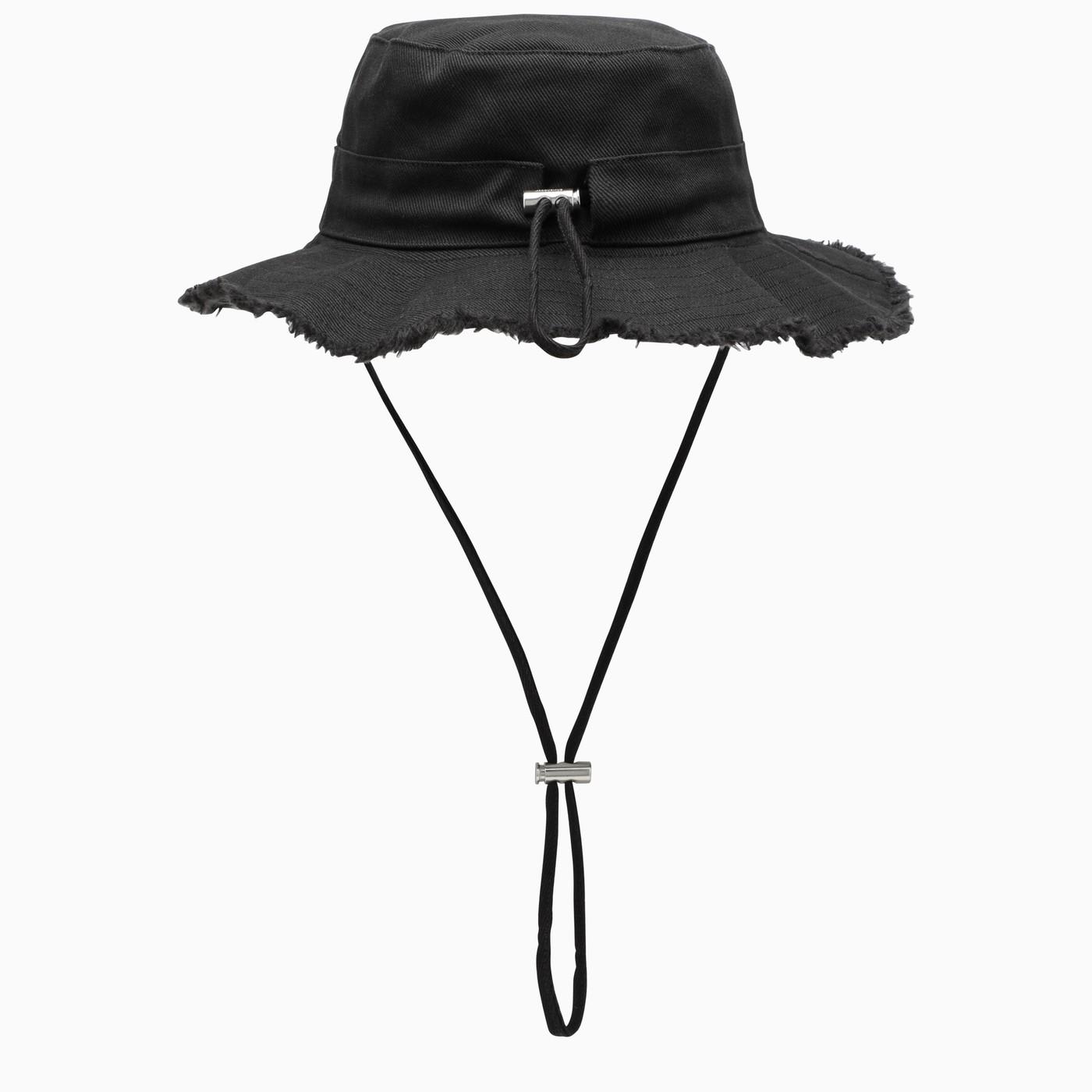 Shop Jacquemus Le Bob Artichaut Black Cotton Hat In 990 Black