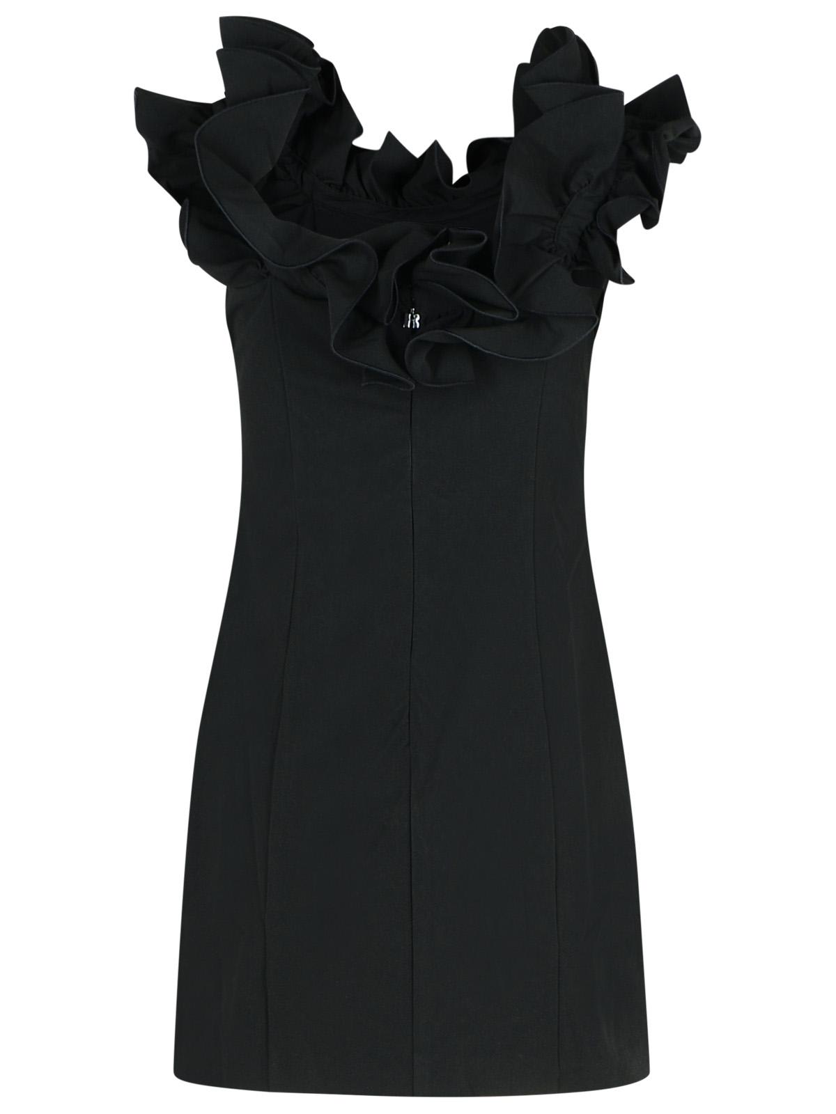 Rotate Birger Christensen Rotate 'mini Ruffle' Black Cotton Dress Women In Black
