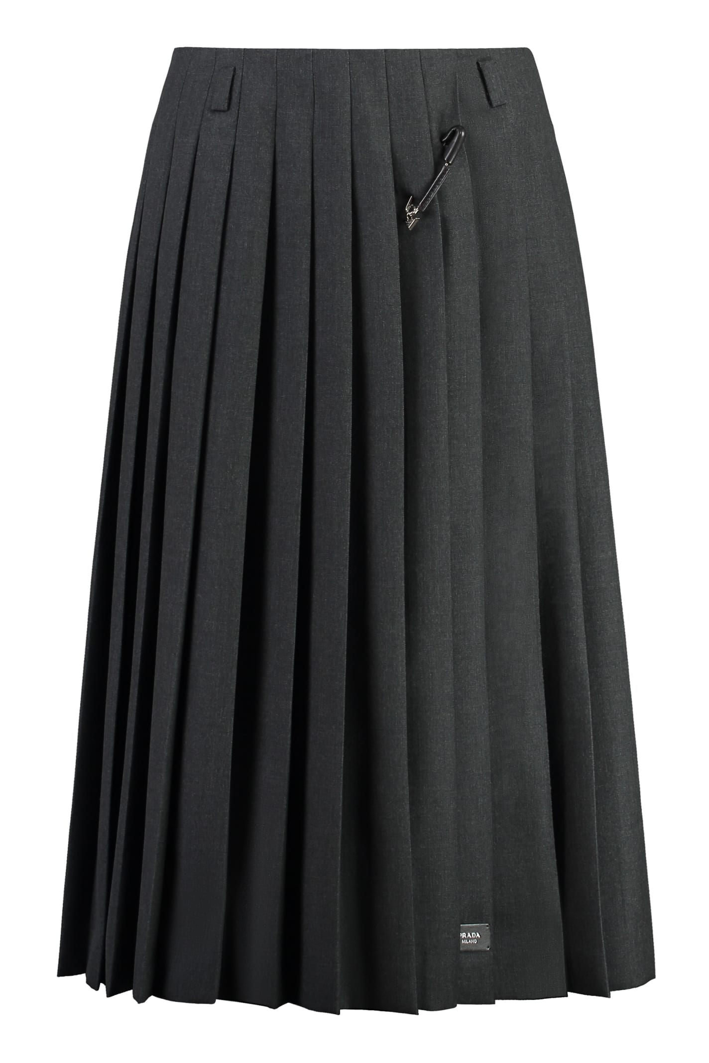 Shop Prada Pleated Skirt In Grey