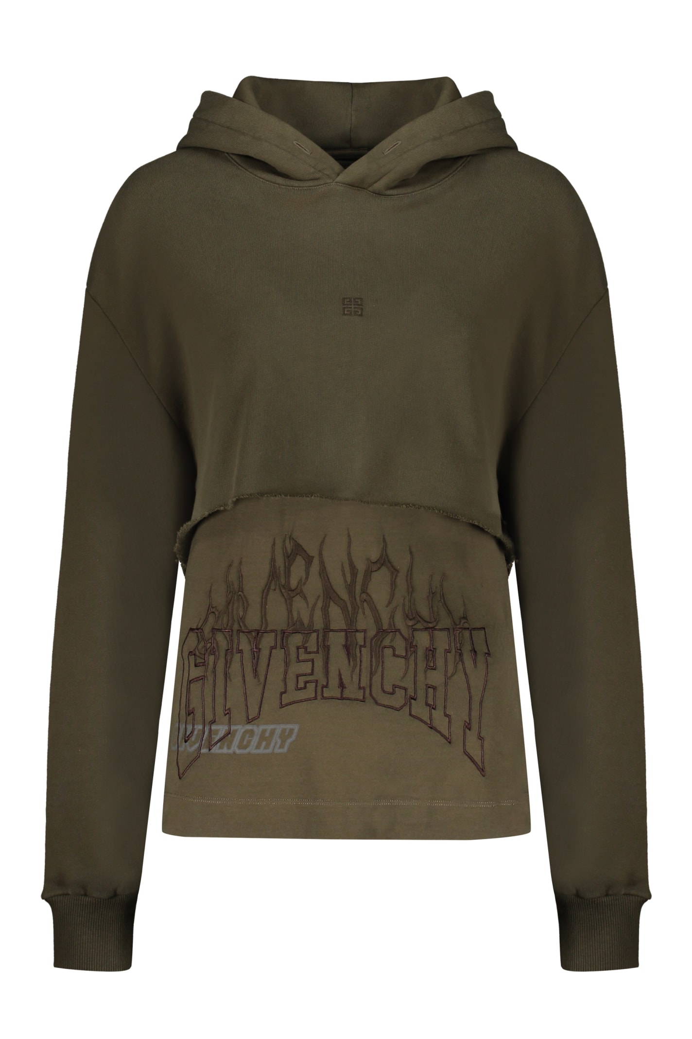 Shop Givenchy Cotton Hoodie In Green