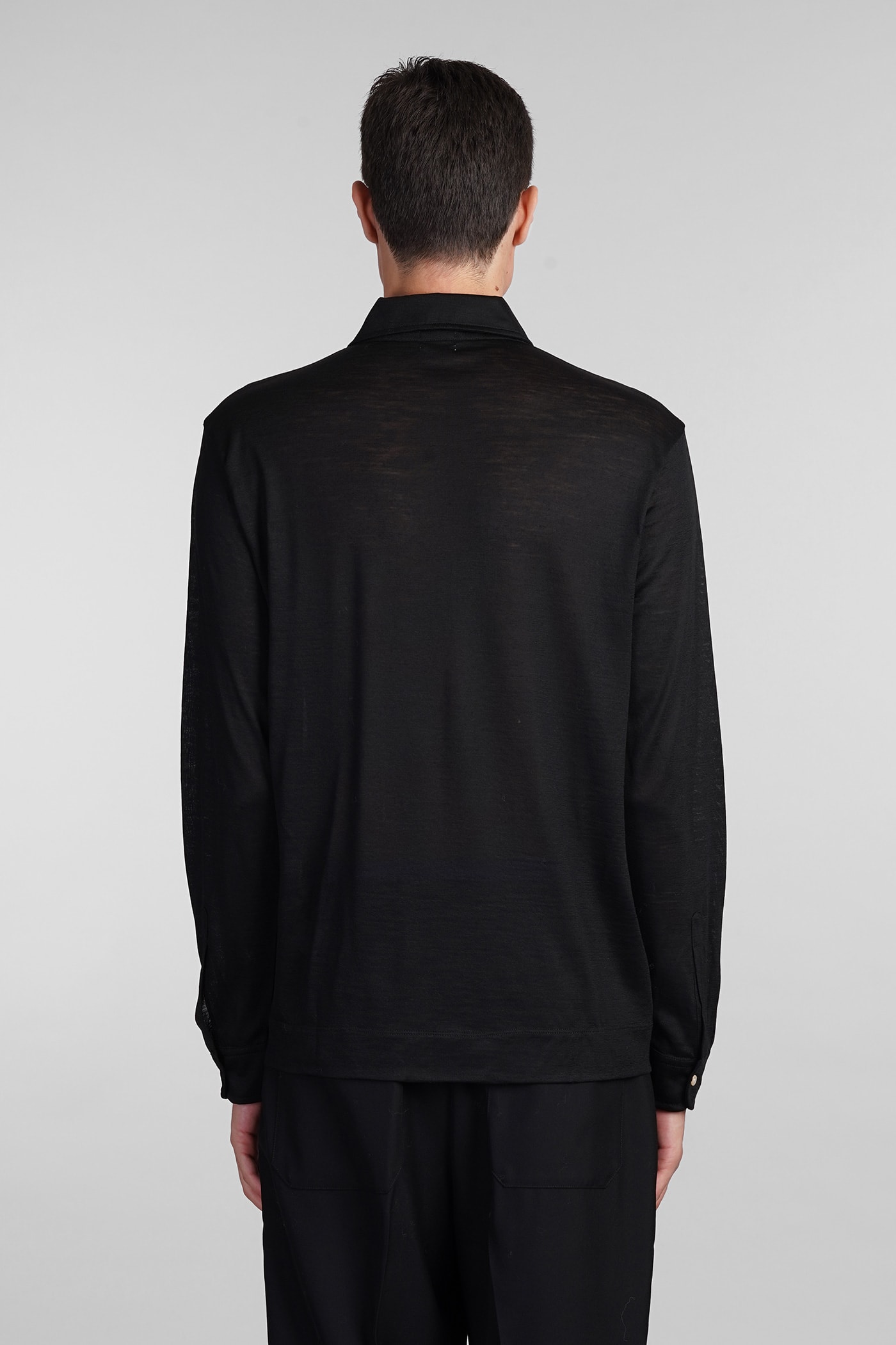 MASSIMO ALBA ISCHIA POLO IN BLACK WOOL 