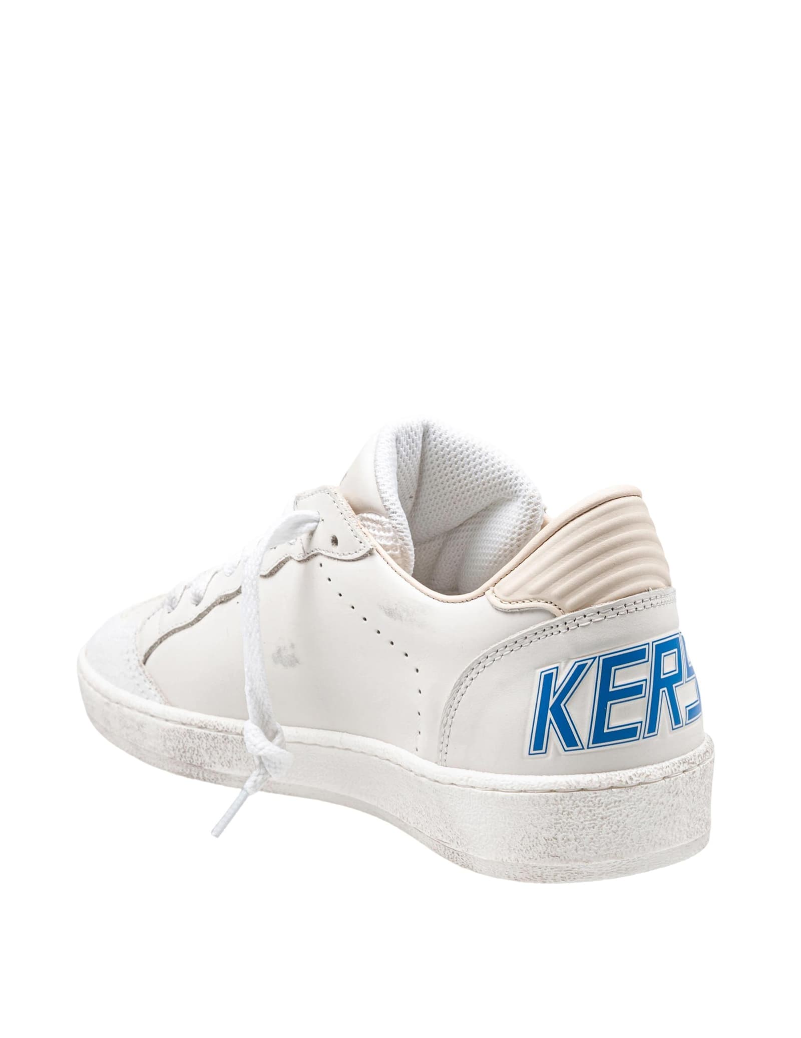 Golden Goose Deluxe Brand Low-top White Leather Sneakers With Blue Star Accent In White/bluette